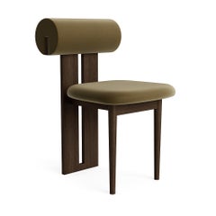 'Hippo' Chair by Norr11, Dark Smoked Oak, Brussels Velvet, Olive Green