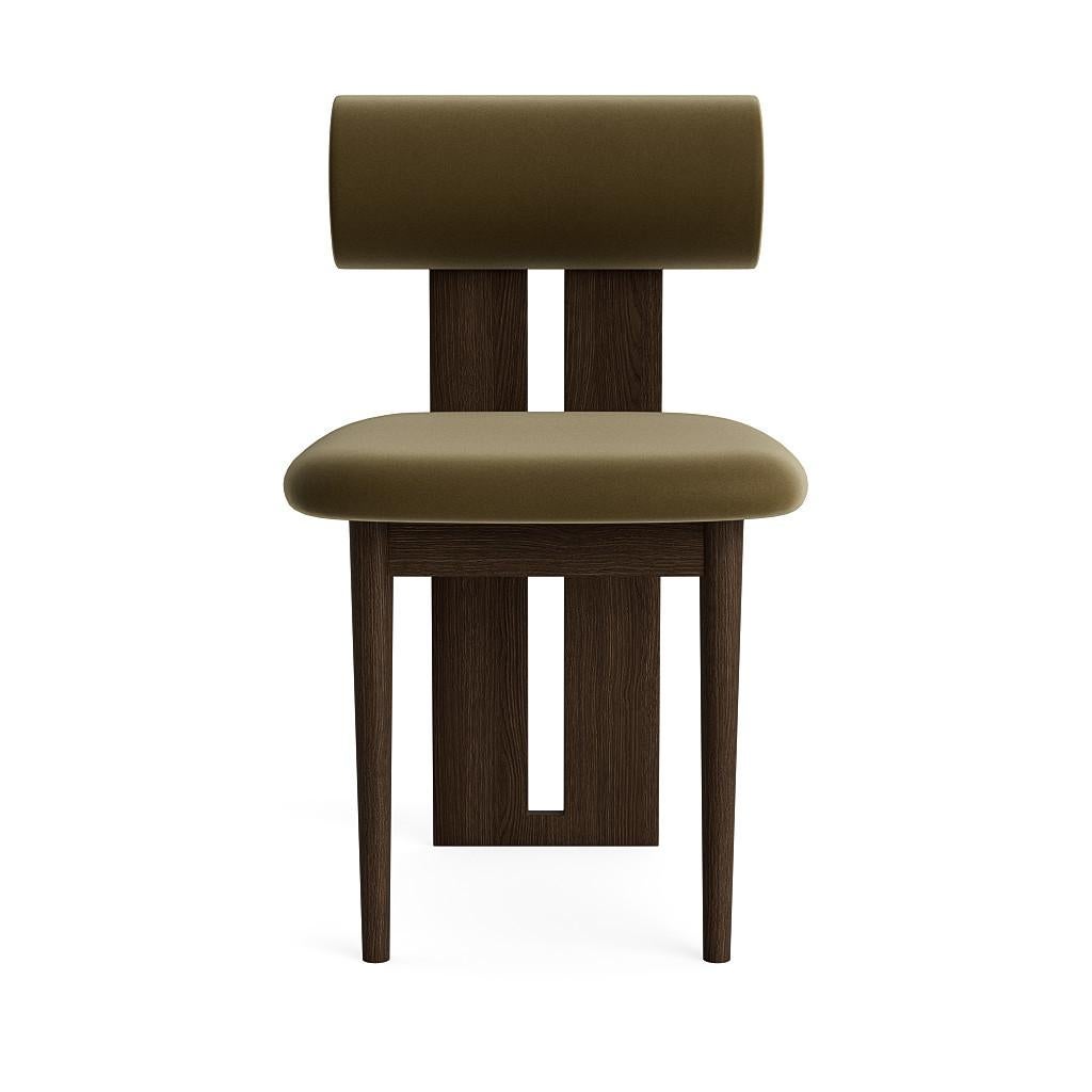 Scandinavian Modern 'Hippo' Chair by Norr11, Dark Smoked Oak, Brussels Velvet, Olive Green For Sale