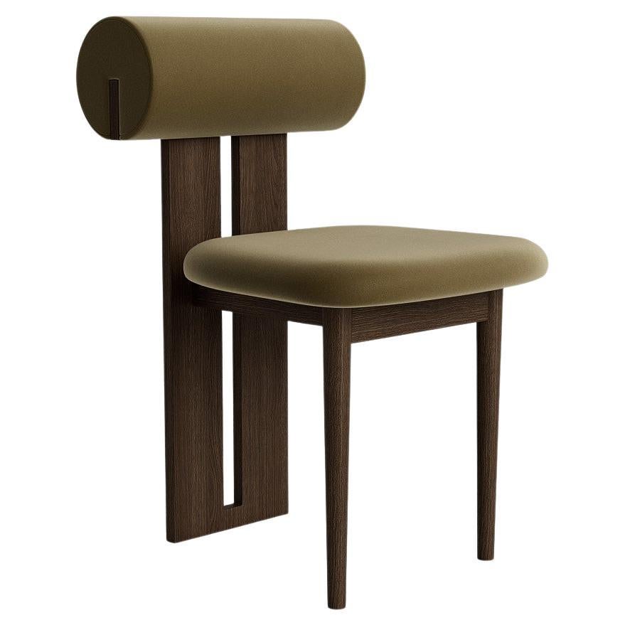 Silla "Hippo" de Norr11, Roble ahumado oscuro, Terciopelo de Bruselas, Verde oliva