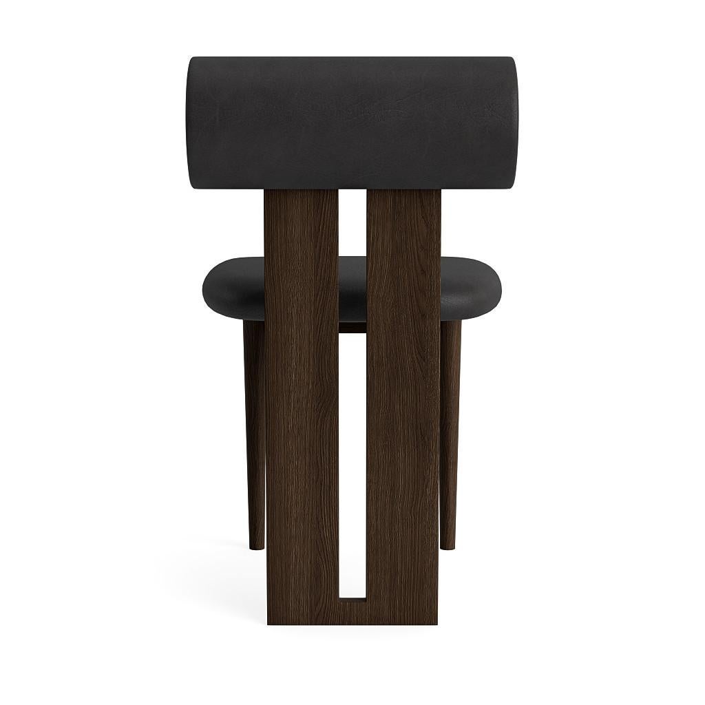 Scandinavian Modern 'Hippo' Chair by Norr11, Dark Smoked Oak, Dunes Leather Anthrazite For Sale