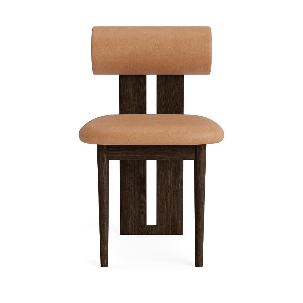 Scandinavian Modern 'Hippo' Chair by Norr11, Dark Smoked Oak, Dunes Leather Camel For Sale
