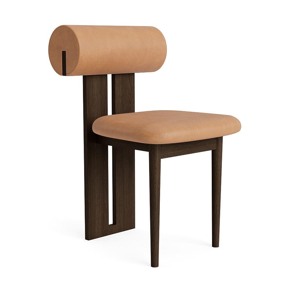 Hippo Chair by NORR11
Dimensions: D 47,5 x W 59 x H 79,5  cm. SH 47. 
Materials: Dark smoked ash, upholstery, plywood and cut foam.
Upholstery: Dunes Camel 21004.

Available in different ash finishes: Natural, light smoked, dark smoked, black. Also