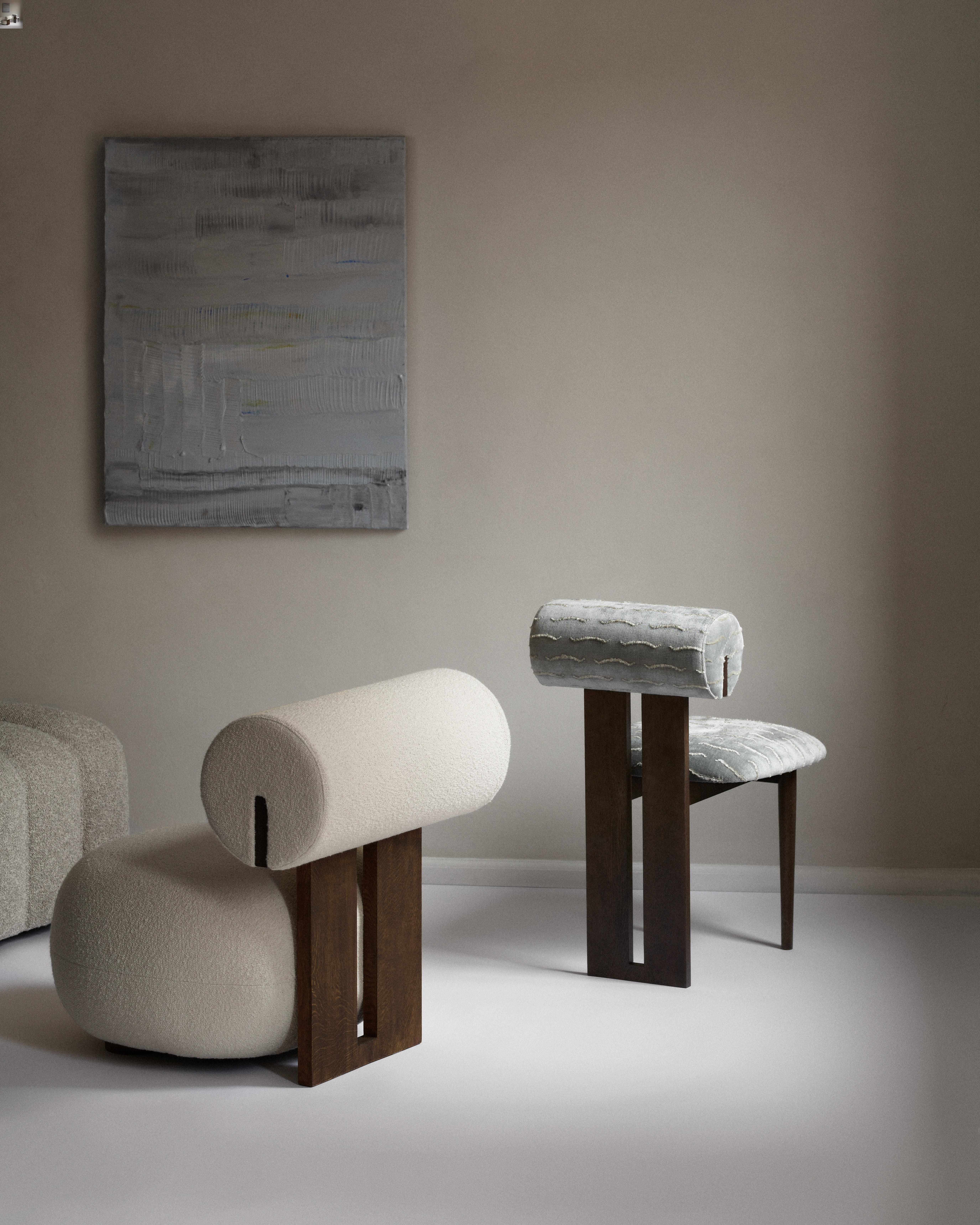 Contemporary 'Hippo' Chair by Norr11, Light Smoked Oak, Barnum Bouclé col.24 For Sale