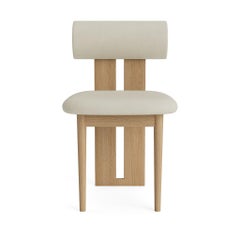 'Hippo' Chair by Norr11, Natural Light Oak, White Leather