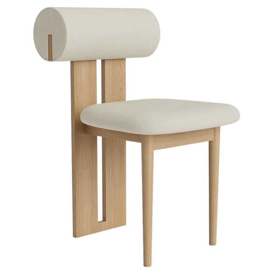 'Hippo' Chair by Norr11, Natural Light Oak, White Leather