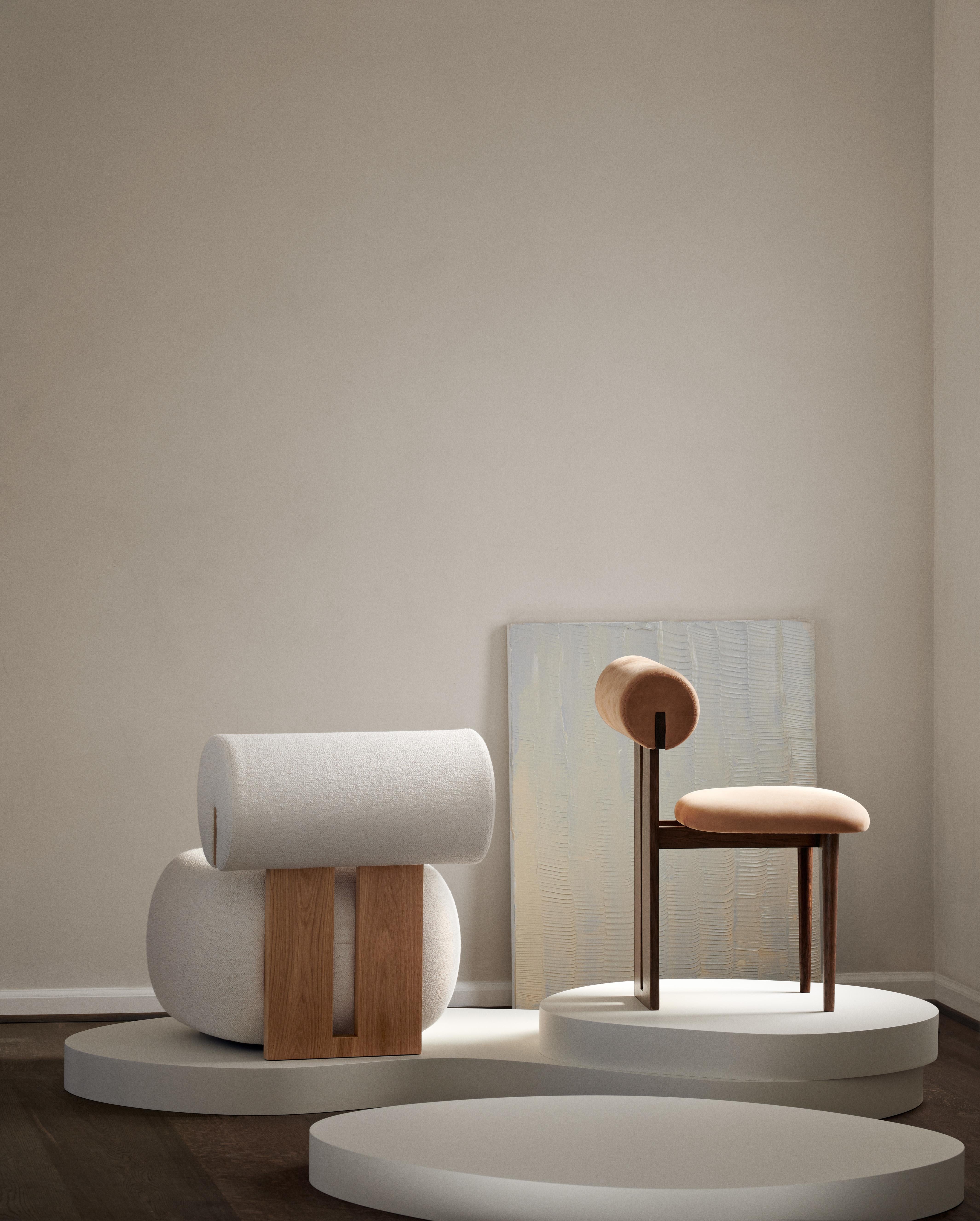 Scandinavian Modern 'Hippo' Chair by Norr11, Natural Oak, Barnum Bouclé col.24 For Sale
