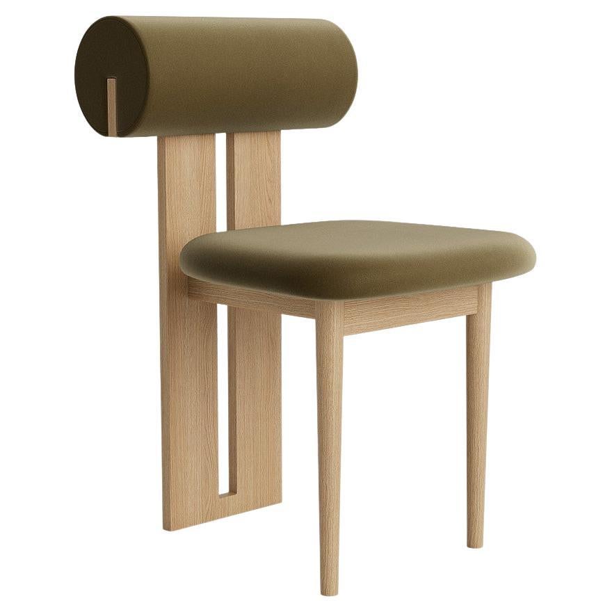 'Hippo' Chair by Norr11, Natural Oak, Brussels Velvet, Olive Green