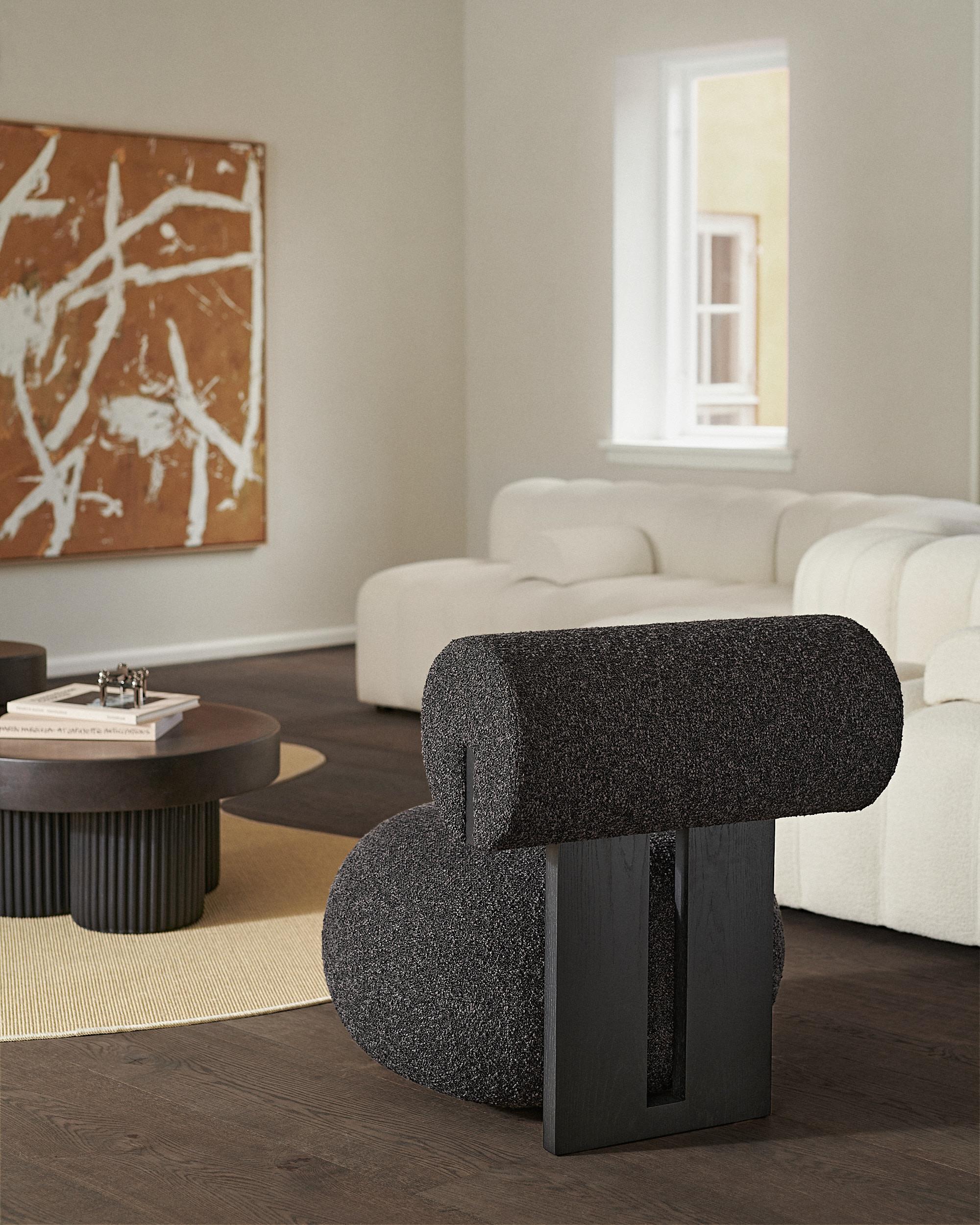 Sedia da salotto 'Hippo' di Norr11, Oak Oak fumé scuro, Barnum Bouclé col.03 in vendita 4