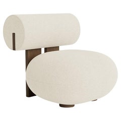 'Hippo' Lounge Chair by Norr11, Light Smoked Oak, Barnum Bouclé, White