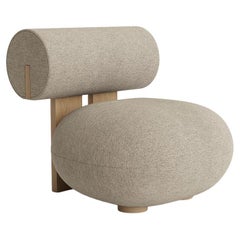 'Hippo' Lounge Chair by Norr11, Natural Oak, Barnum Bouclé