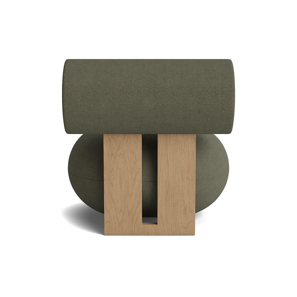 HIPPO Lounge Chair
Signed by Kristian Sofus Hansen and Tommy Hyldahl for Norr11. 

Model shown on the picture:
Wood: Natural Oak
Fabric: Kvadrat Fiord Wool

Wood types available: natural oak / light smoked oak / dark smoked oak / black oak
Fabric: