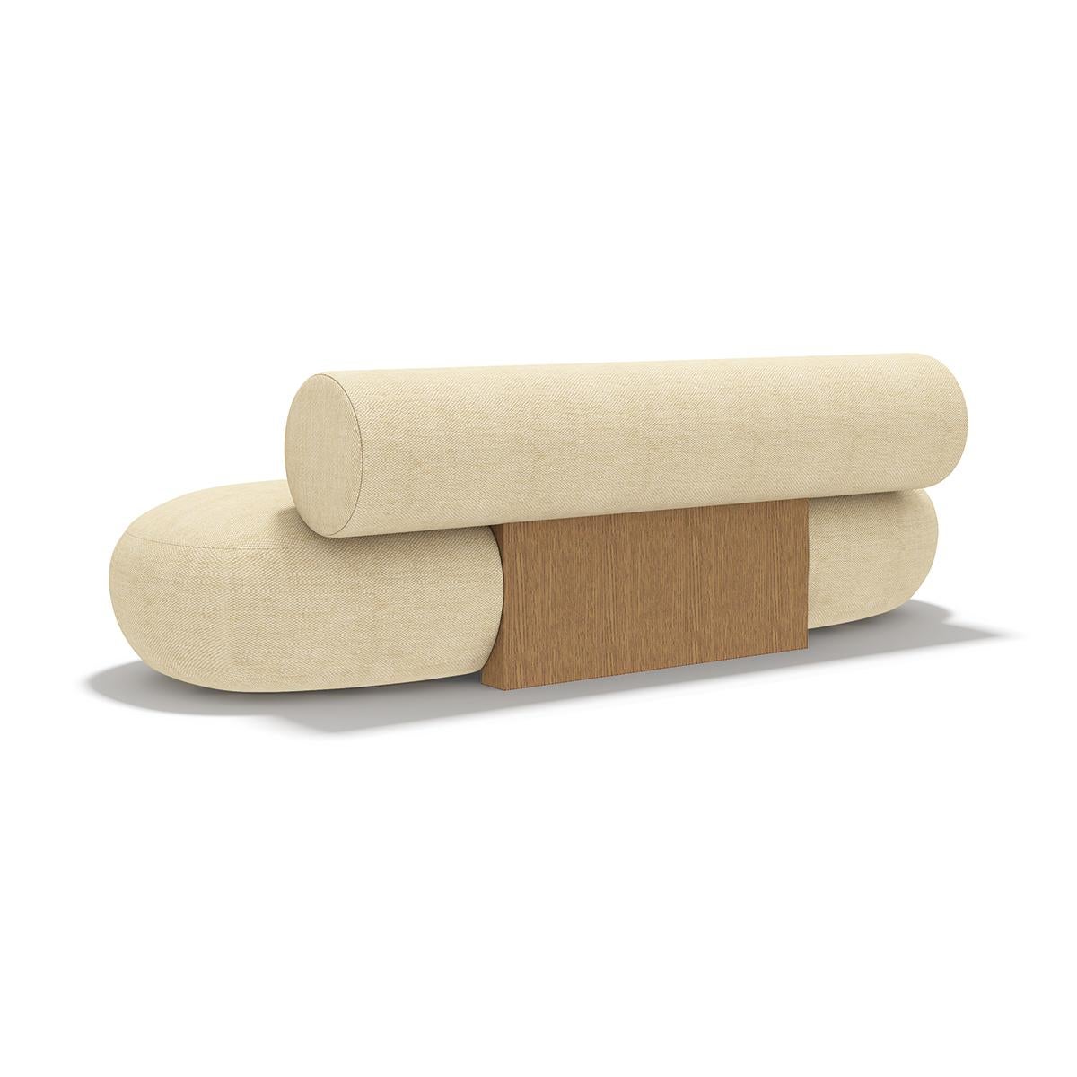 'Hippo' Sofa Wood
Signed by Kristian Sofus Hansen and Tommy Hyldahl for Norr11. 

Model shown on the picture:
Fabric: Light smoked oak, Giada col.02-2

Customers can choose from : 
- Frame : Natural Oak, Light Smoked Oak, Dark Smoked Oak, Black