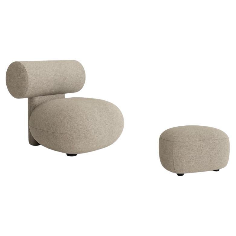 'Hippo' Upholstered Lounge Chair + 'Little Big' Pouf by Norr11, Barnum col.03