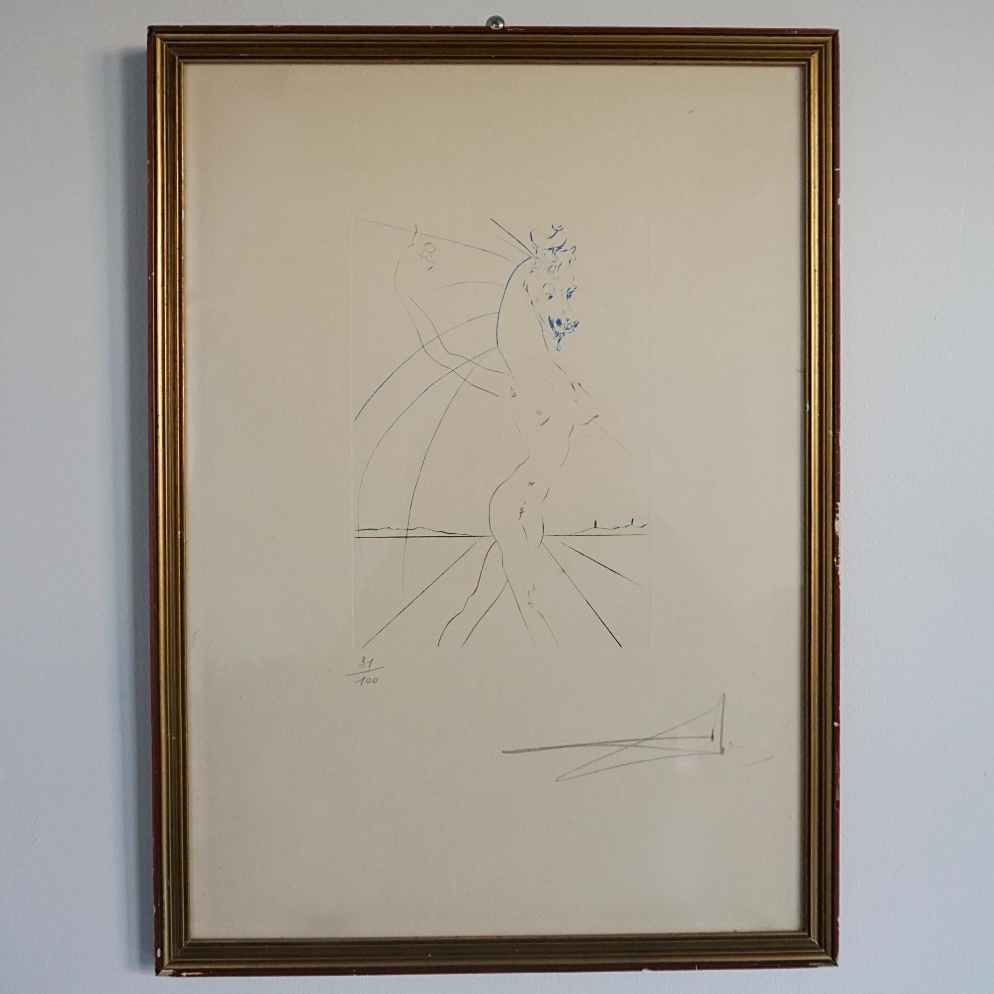 'Hippofemme' (da Femme et Cheveux) stampa di Salvador Dalí. Firmato e numerato 