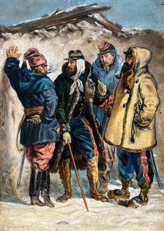The four militaries By Hippolyte Bellangé - Antique oil on canvas