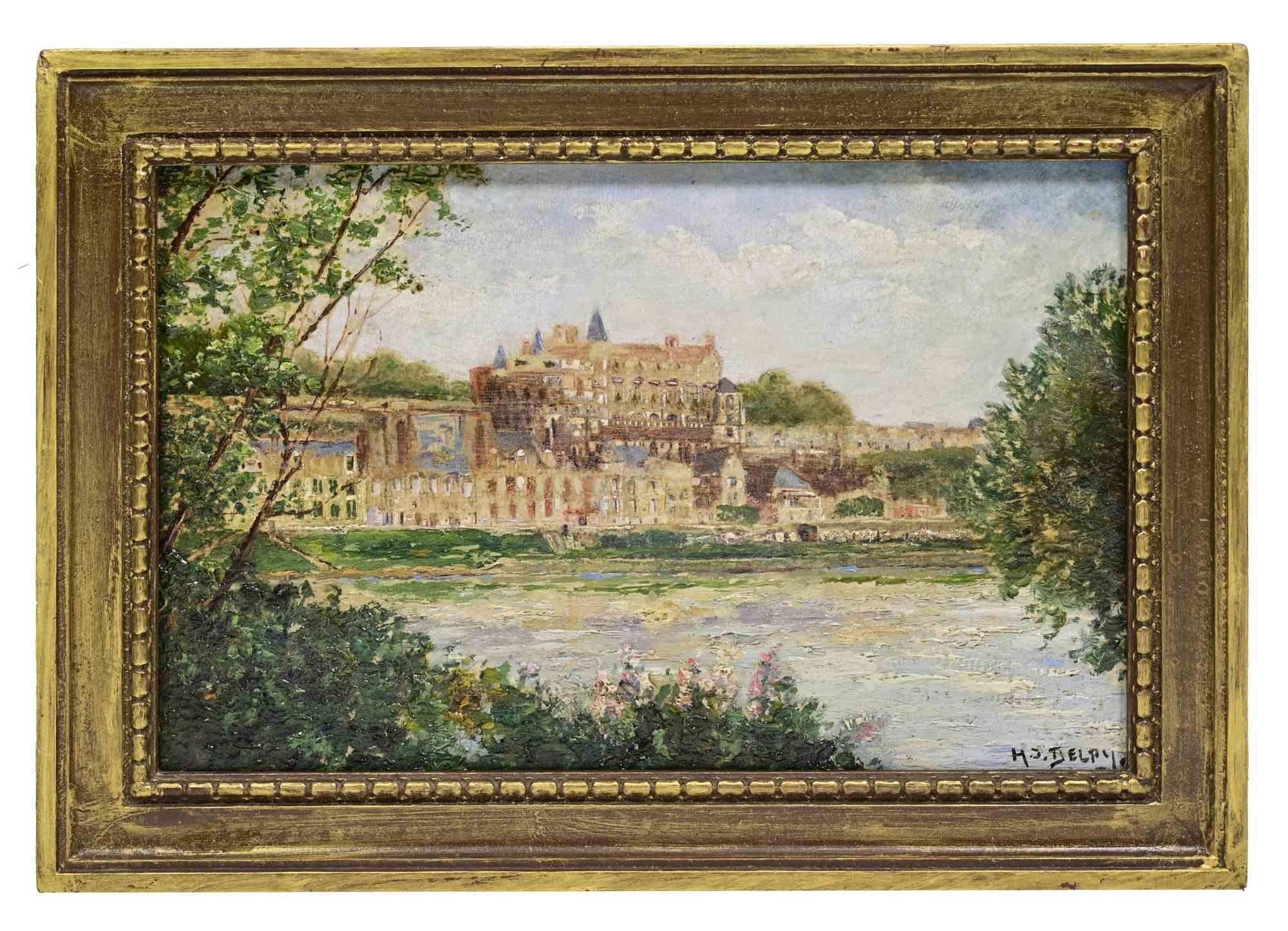 French Landscape - Painting by Hippolyte Camille Delpy - 19th Century