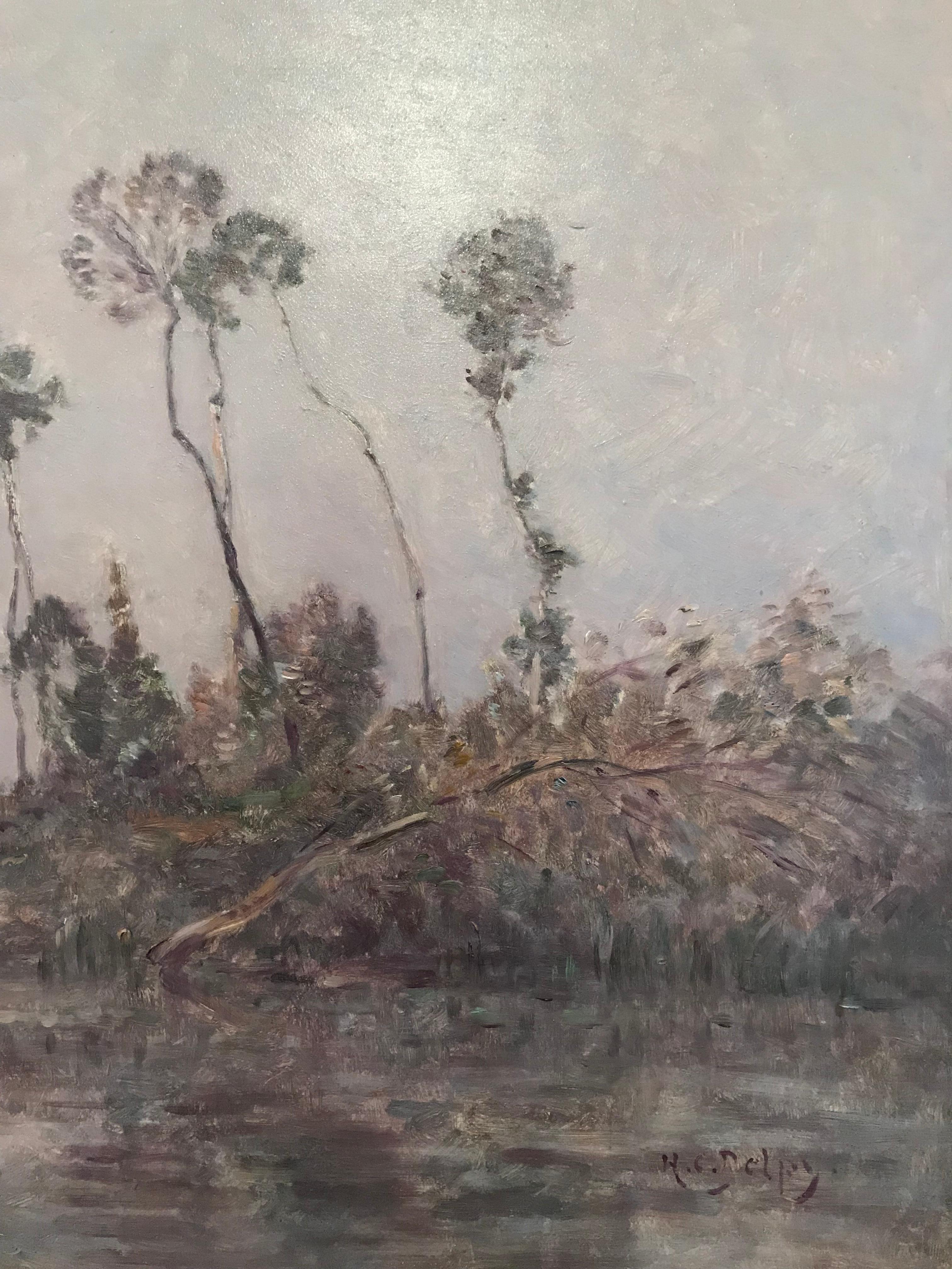Hippolyte-Camille Delpy, Französisch, Sonnenuntergang Flusslandschaft im Angebot 2