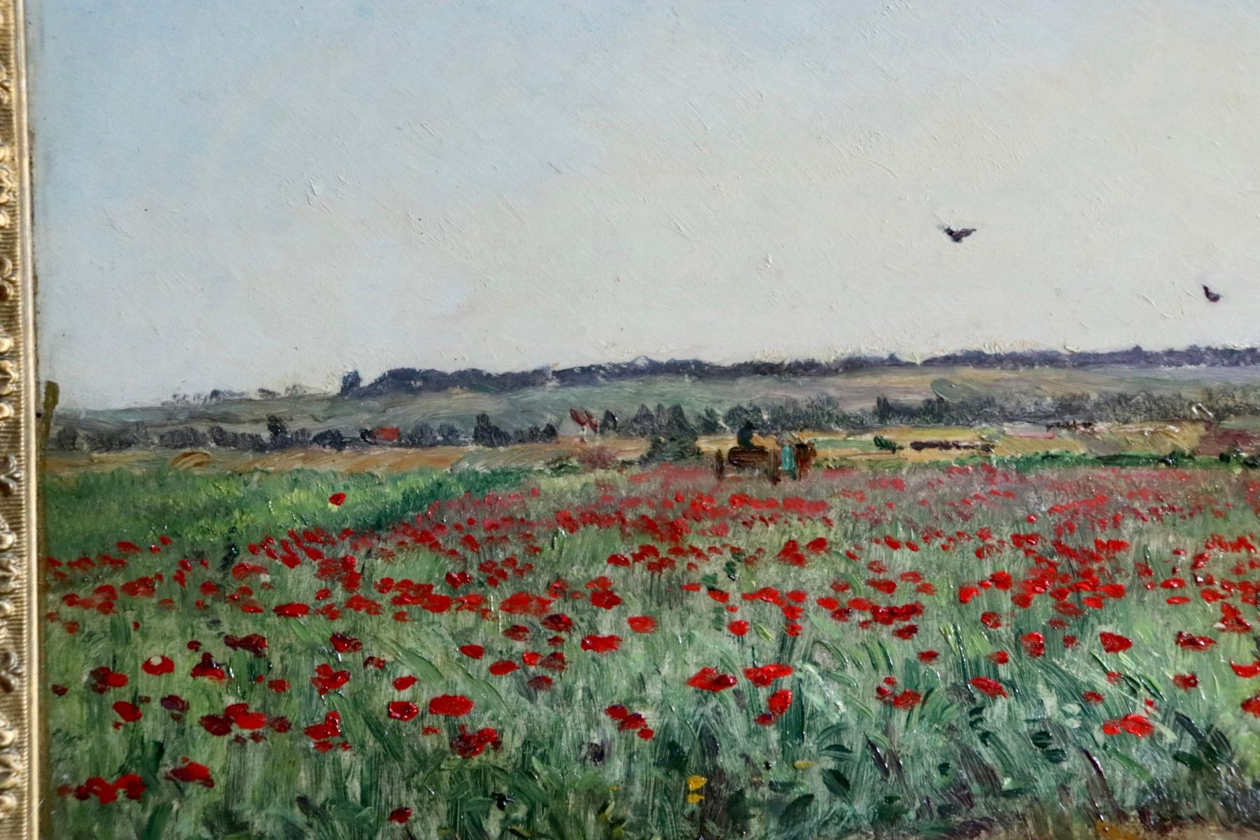 Le champ de coquelicot - 19th Century Barbizon Oil, Landscape by Hippolyte Delpy 2