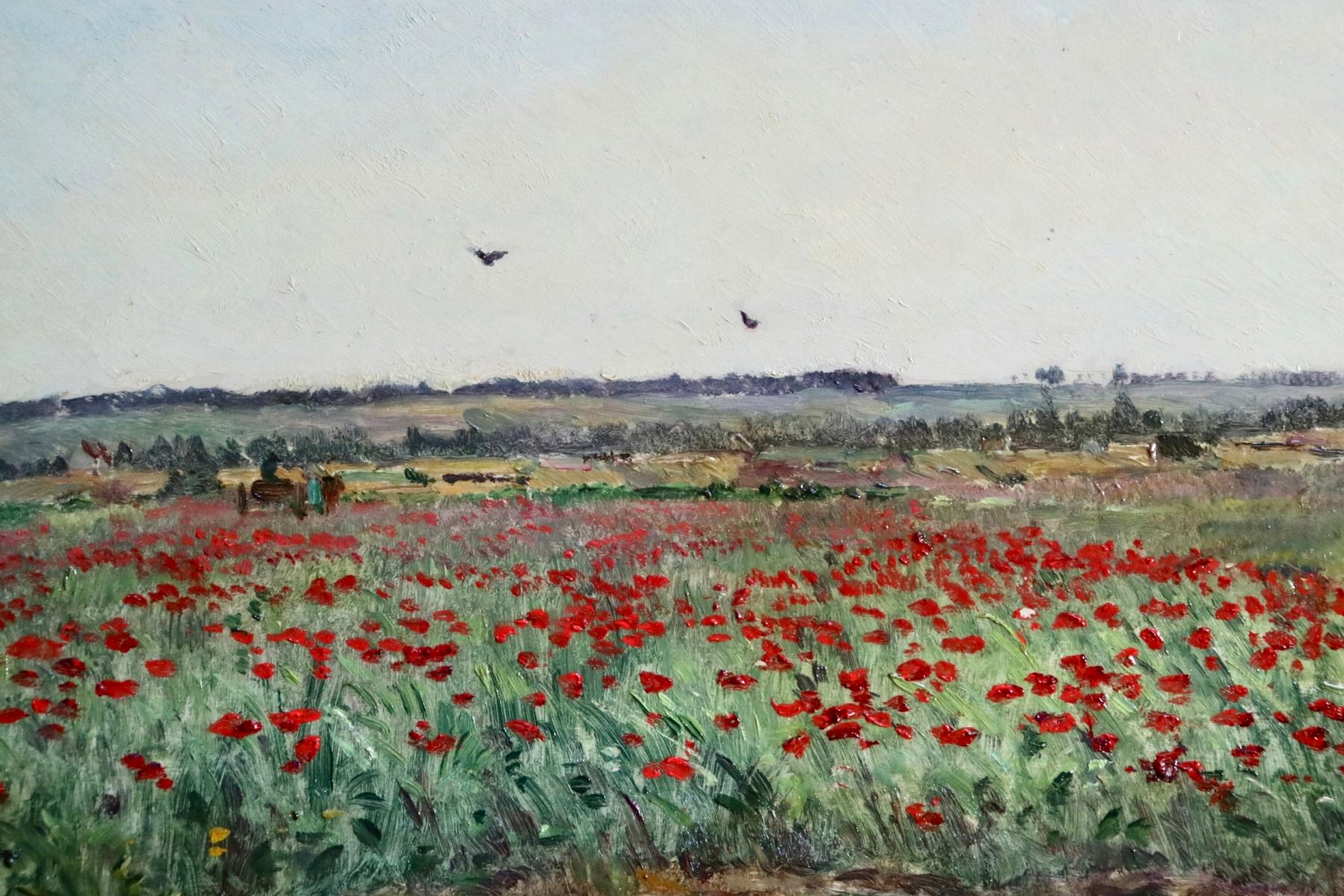 Le champ de coquelicot - 19th Century Barbizon Oil, Landscape by Hippolyte Delpy 3