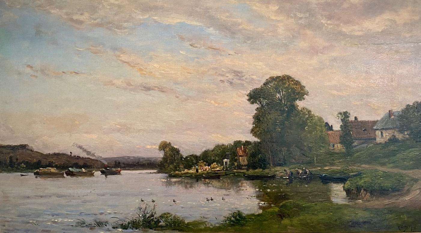 Les lavendiers au bord de l'oise, französisches Ölgemälde aus dem 19. (Schule von Barbizon), Painting, von Hippolyte Camille Delpy