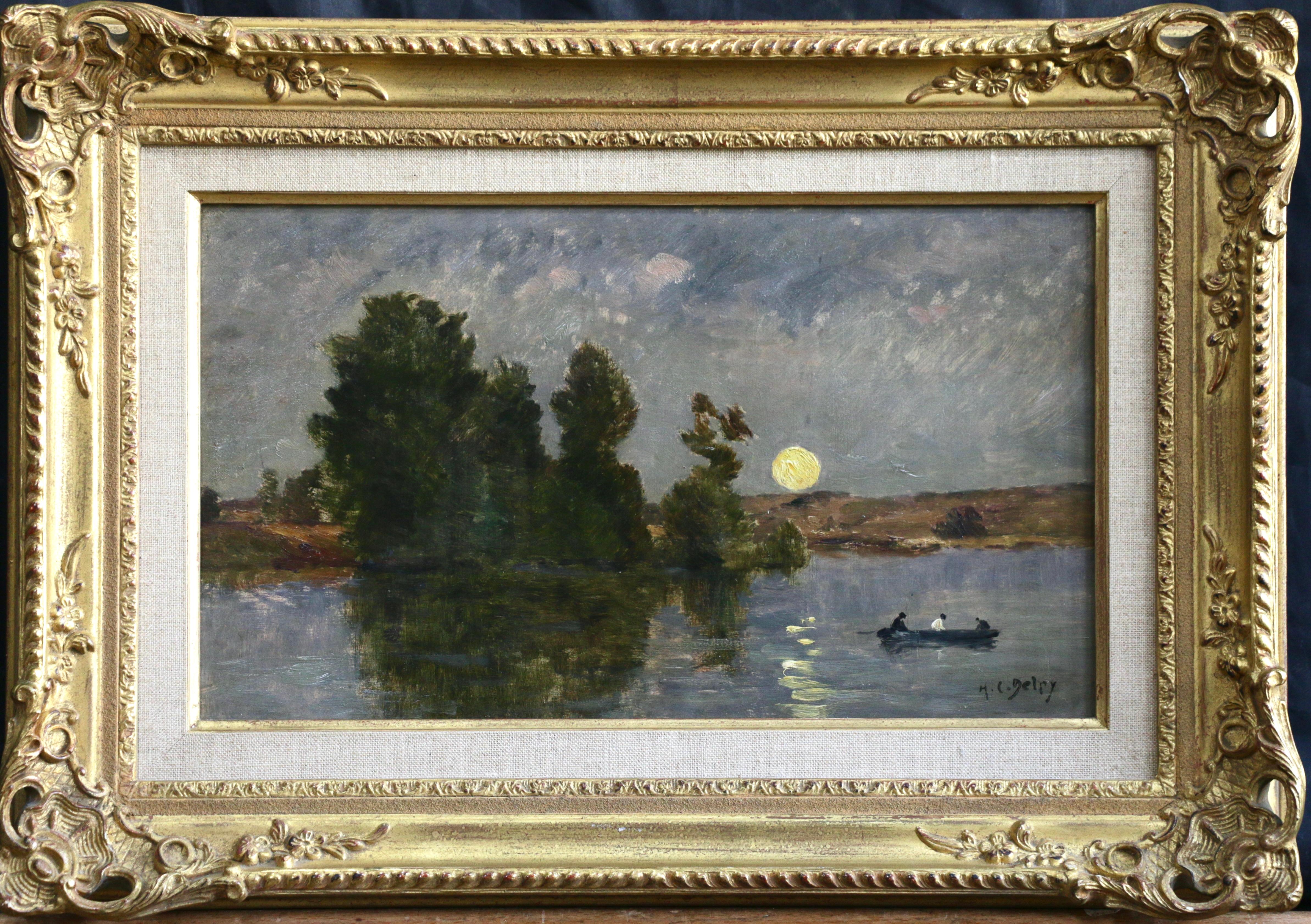 Moonlight on the River - Painting by Hippolyte Camille Delpy