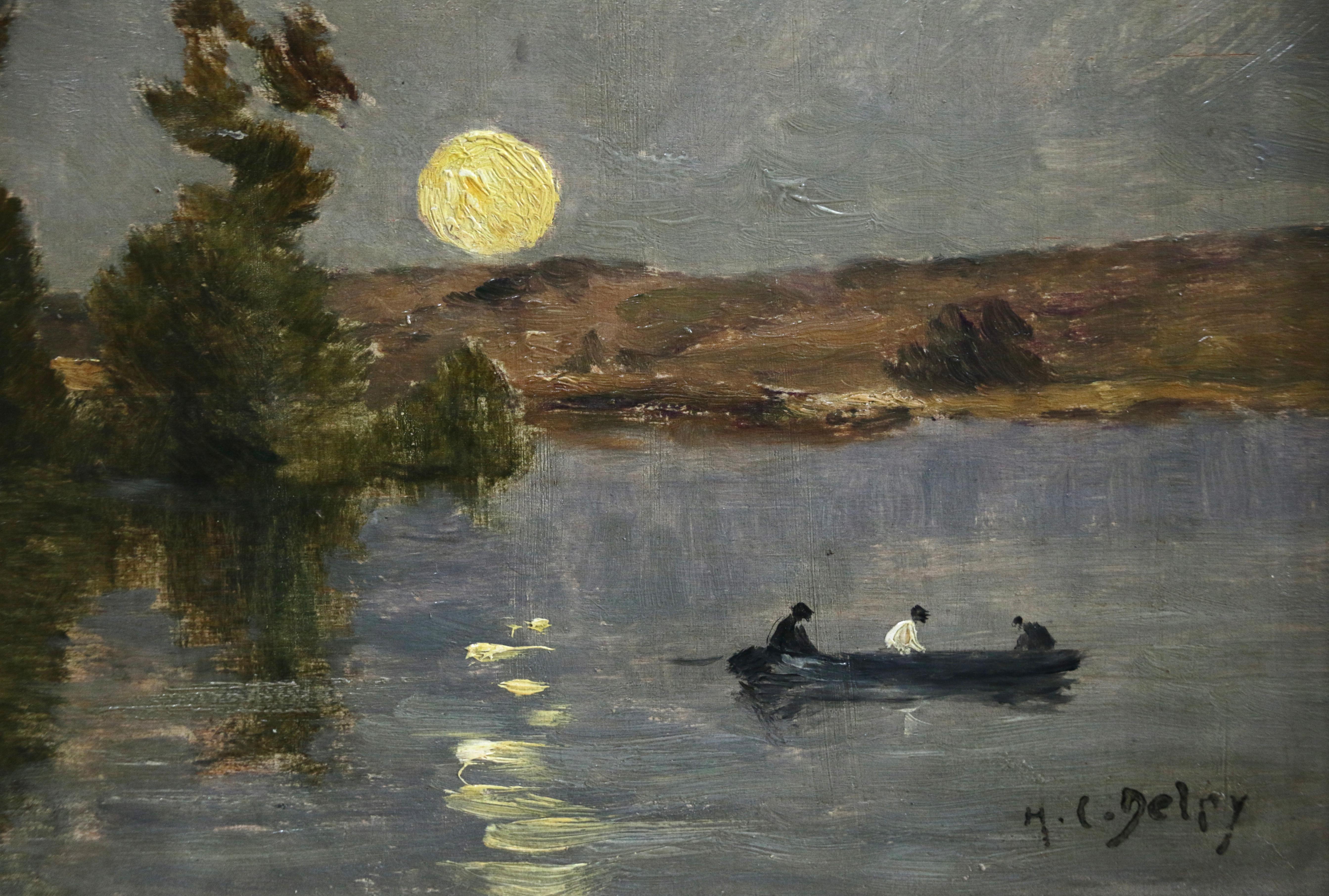 Moonlight on the River - Impressionist Painting by Hippolyte Camille Delpy