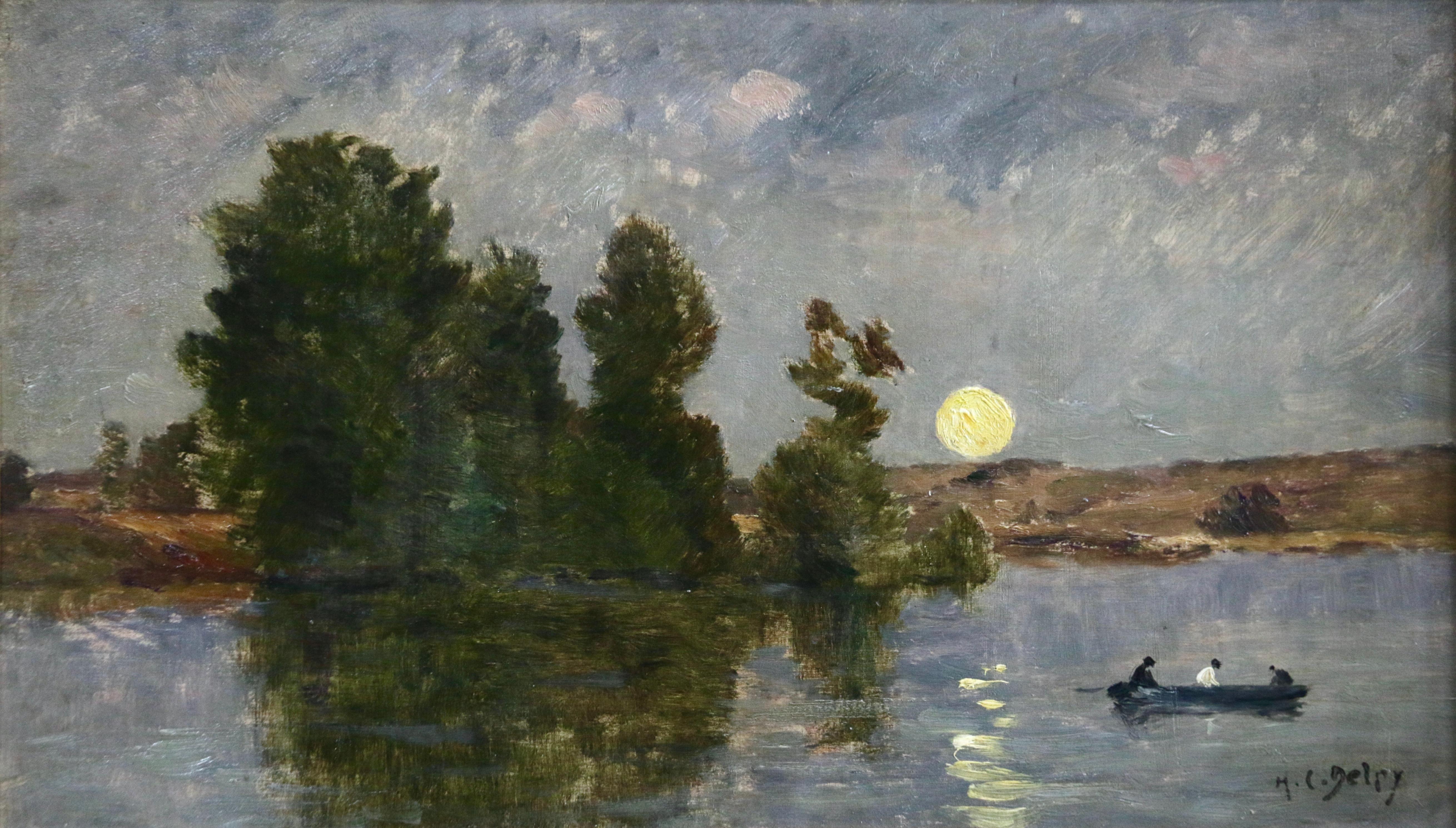 Hippolyte Camille Delpy Figurative Painting - Moonlight on the River