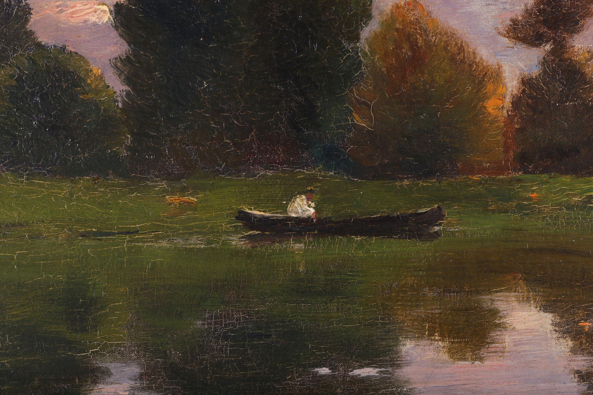 Il fiume al tramonto - Painting di Hippolyte Camille Delpy