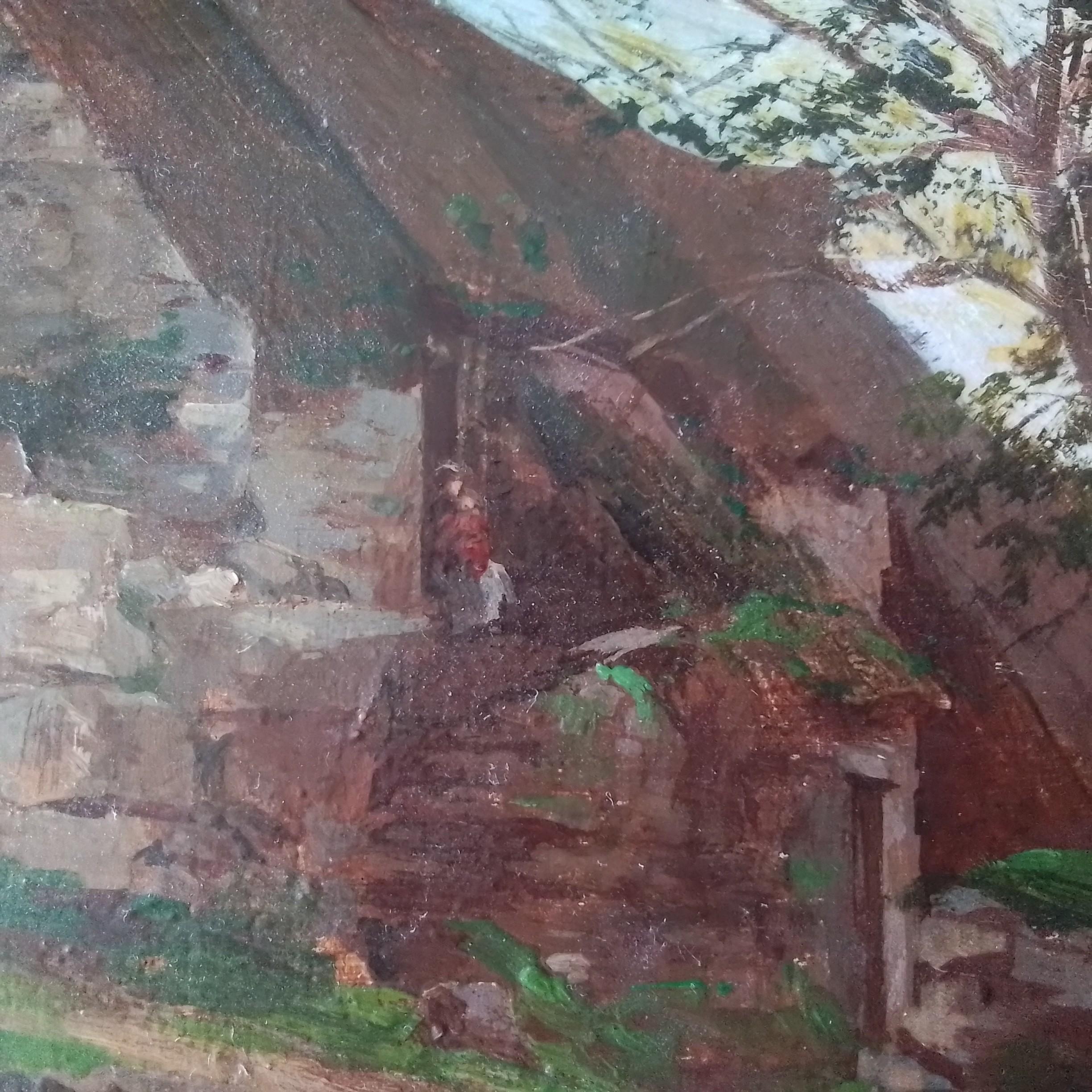 Cuadro de arte vintage de Camille Delpy - Casa de Normandía - Art Escuela de Barbizon de Hippolyte Camille Delpy