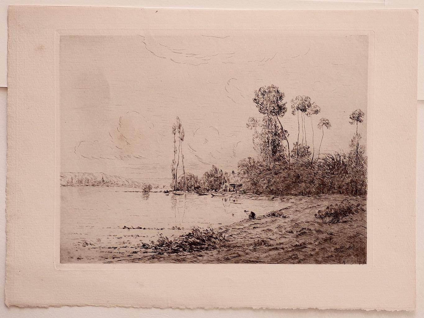 Landschaft - Original-Radierung auf Papier von Hippolyte Camille Delpy - 1904