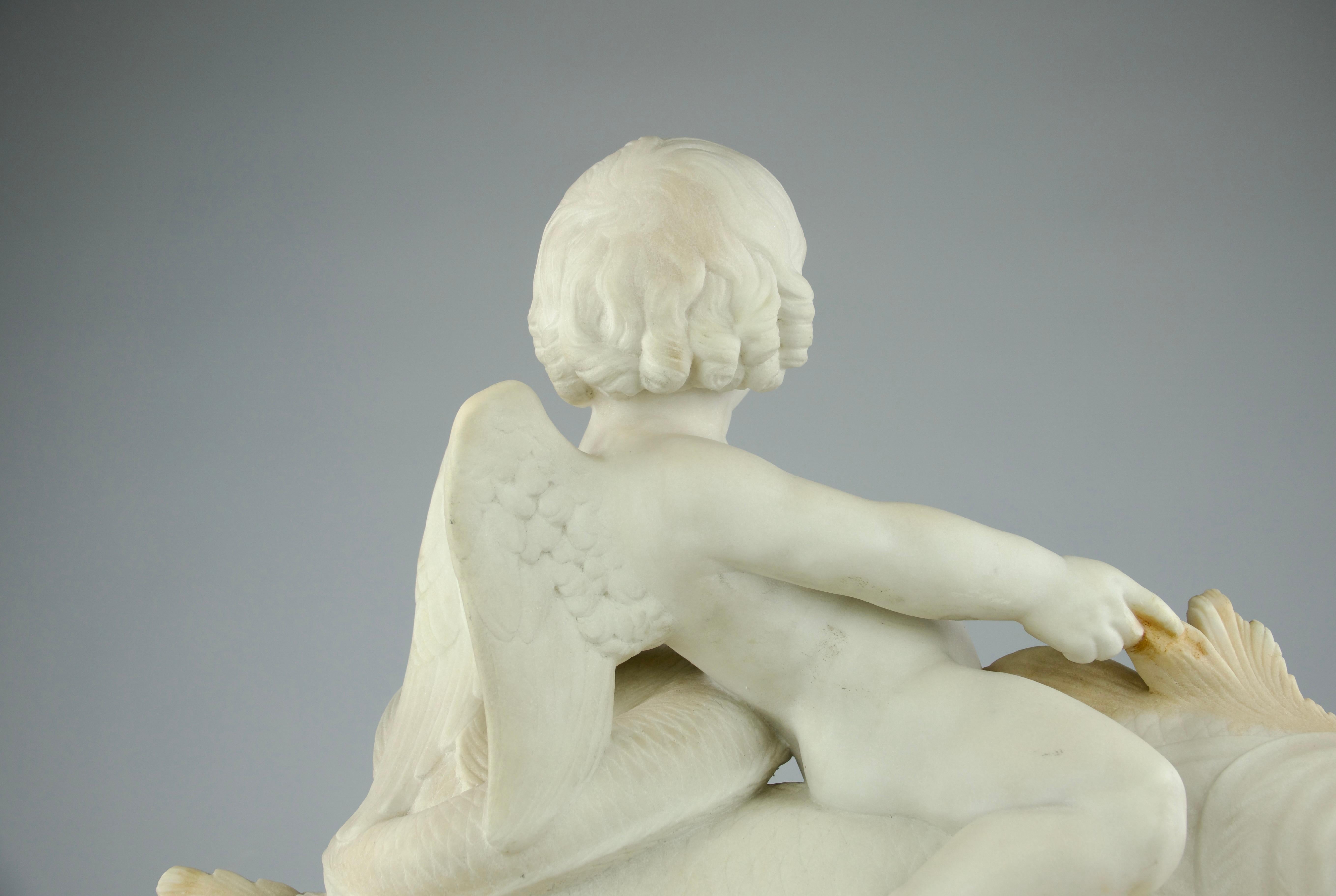 Hippolyte Ferrat, sculpture d'un chérubin chevauchant un dauphin, France, XIXe siècle en vente 4