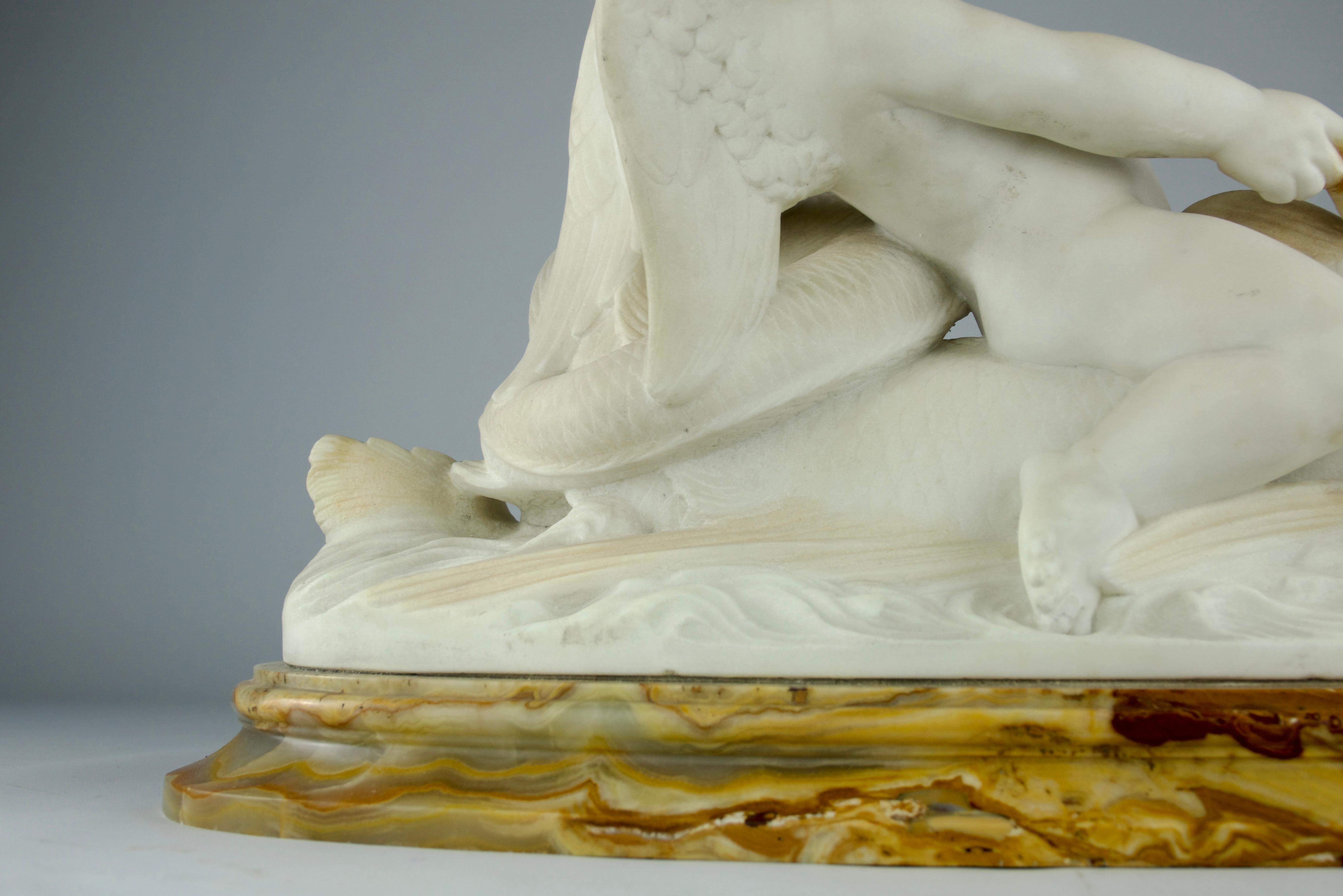 Hippolyte Ferrat, Skulptur eines Cherubs, der auf einem Delphin reitet, Frankreich 19. Jahrhundert im Angebot 6