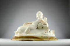 Hippolyte Ferrat, Sculpture of a Cherub Riding a Dolphin, France 19th Century