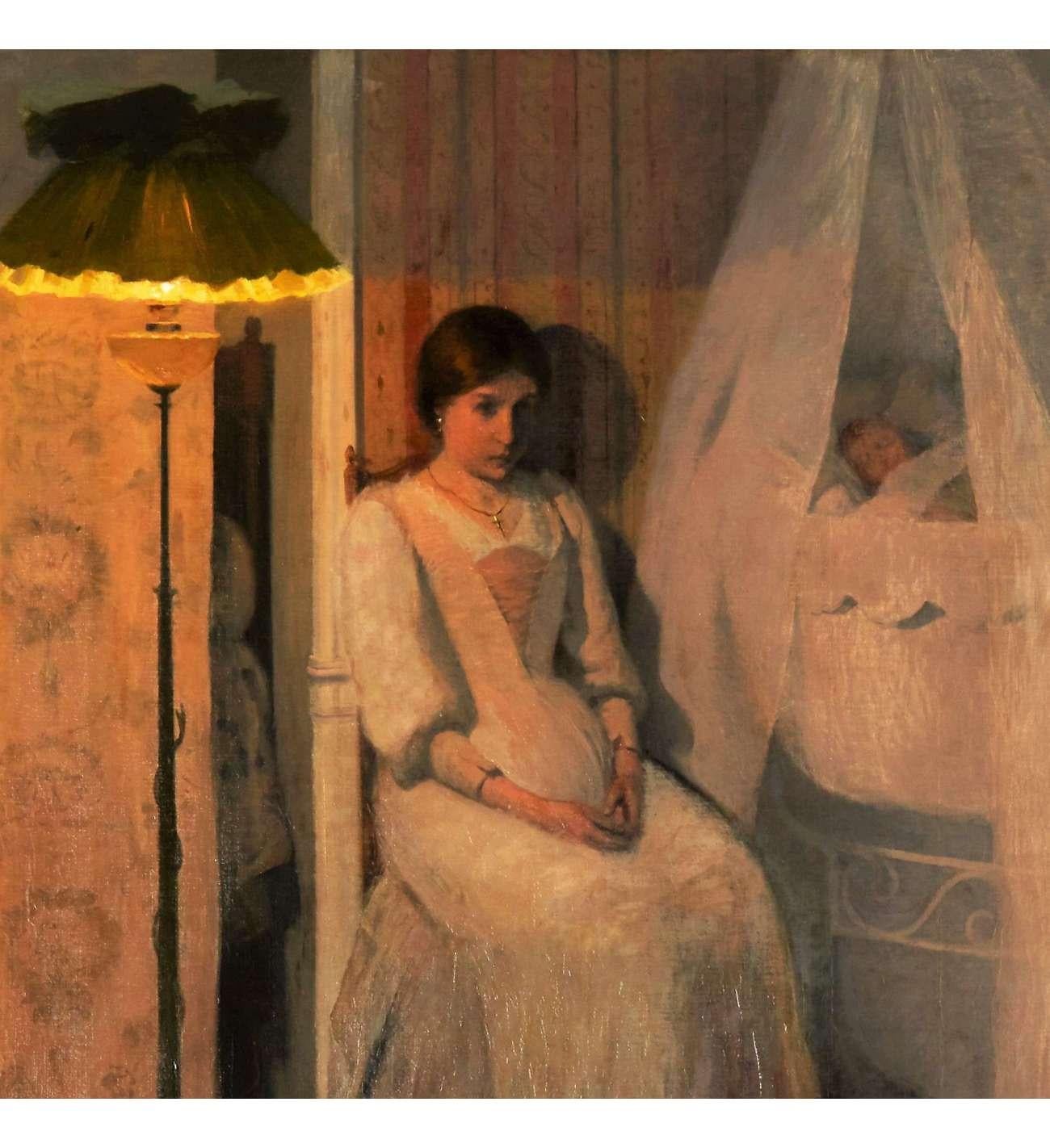 Do Fournier Hippolyte (1853-1926)+ Huile sur toile+ La jeune mère - Académique Painting par Hippolyte Fournier