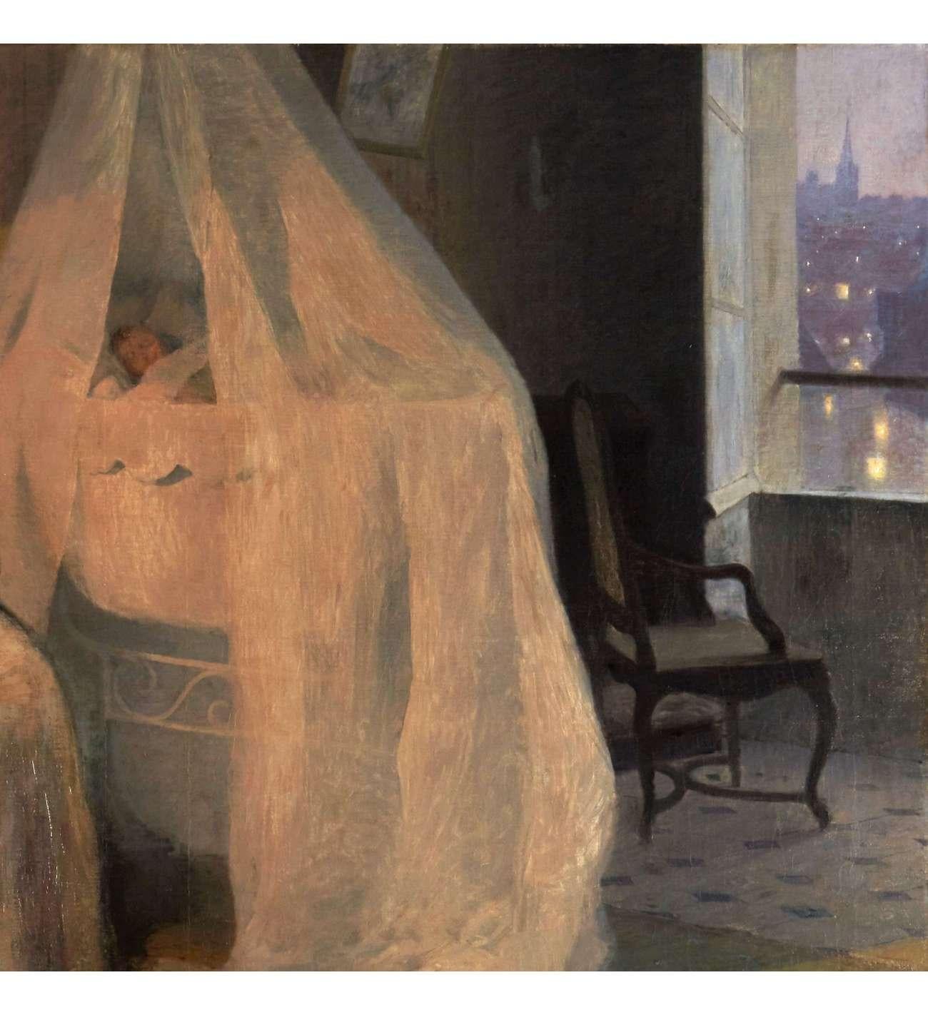 Do Fournier Hippolyte (1853-1926)+ Huile sur toile+ La jeune mère - Marron Figurative Painting par Hippolyte Fournier