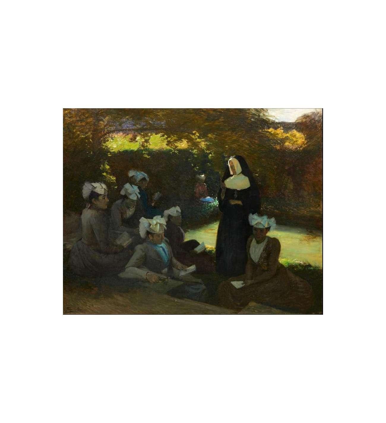 Fournier Hippolyte (1853-1926)+  Promenade de Dimanche (The Walk on Sunday) - Painting by Hippolyte Fournier