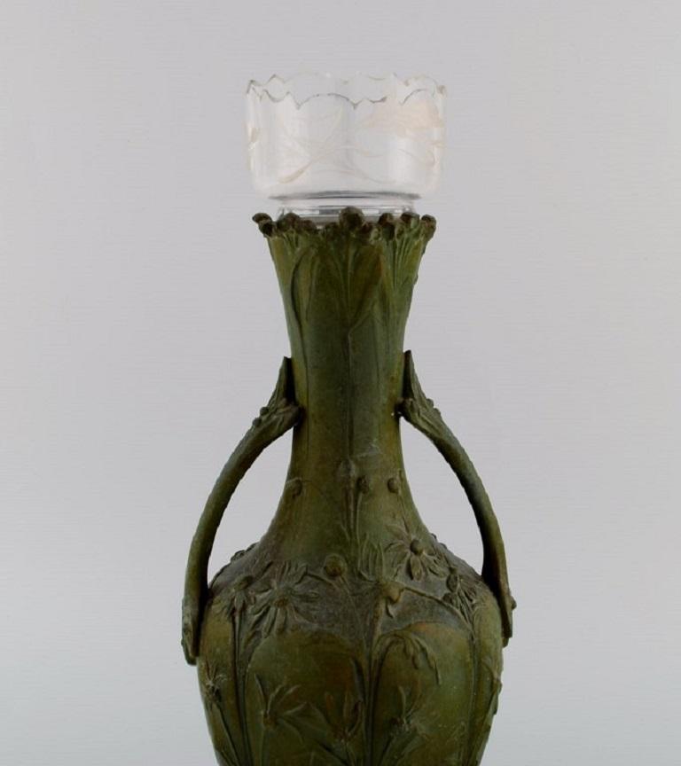 Patinated Hippolyte François Moreau, A Pair of Antique Art Nouveau Vases For Sale