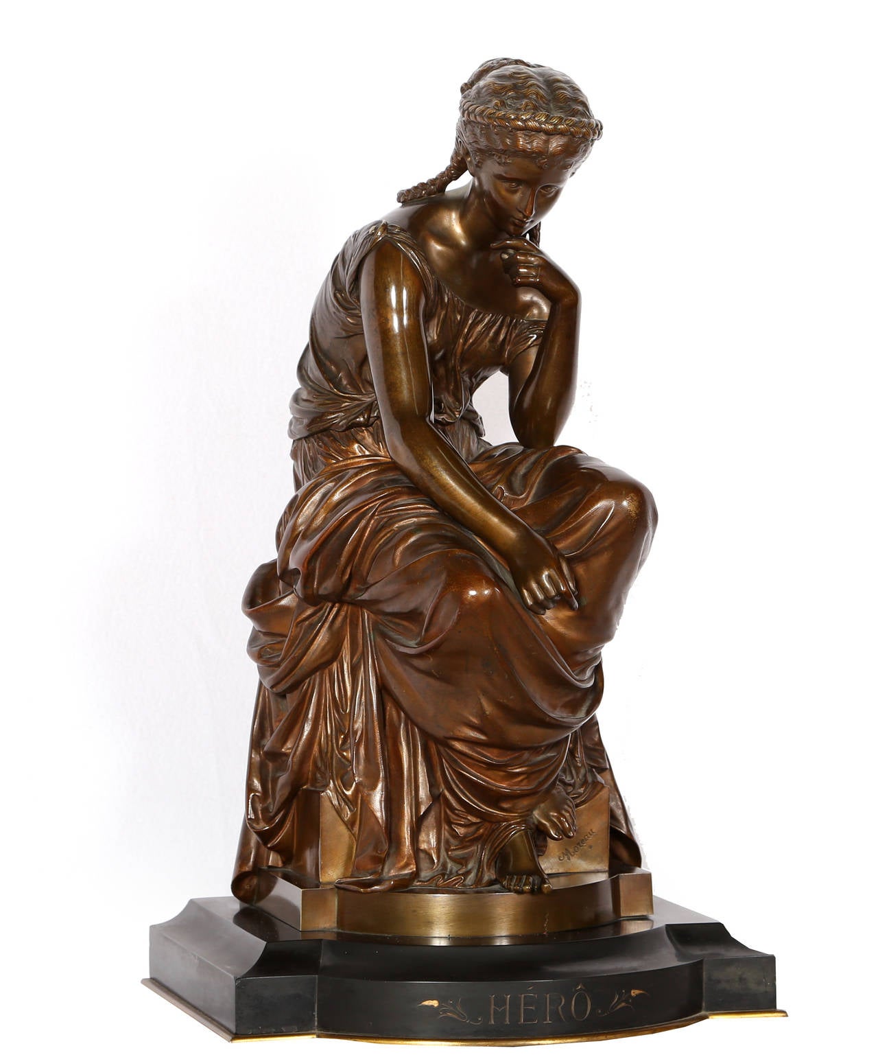 Hero, Art Nouveau Bronze Sculpture by Moreau For Sale 2
