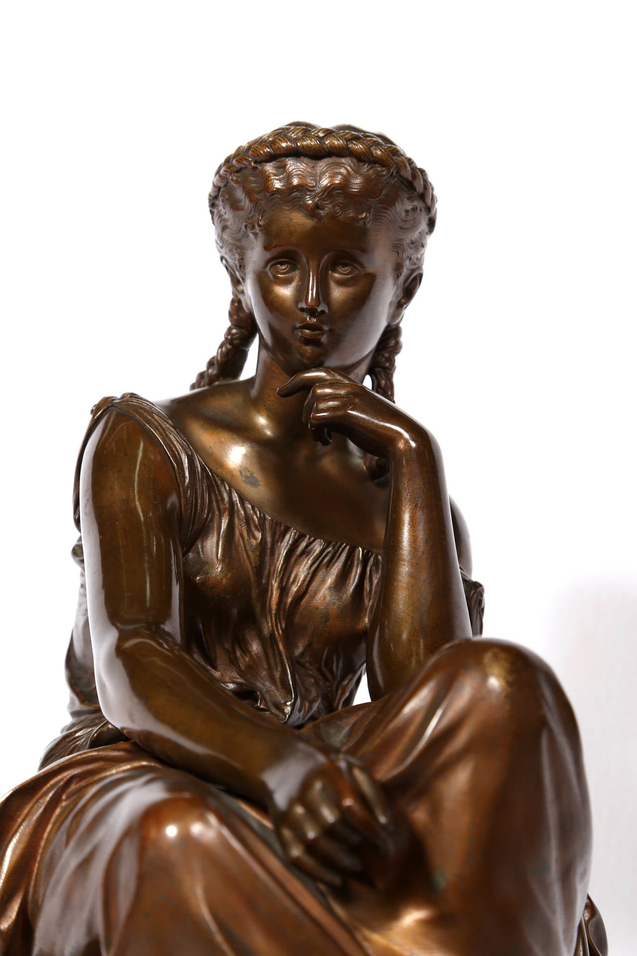 Artiste : Hippolyte Moreau, français (1832 - 1927)
Titre : Héros
Médium : Sculpture en bronze sur socle en marbre, signature inscrite
Taille : 19 x 11 x 9 in. (48,26 x 27,94 x 22,86 cm)

L'histoire d'Héro et Léandre est l'une des histoires d'amour
