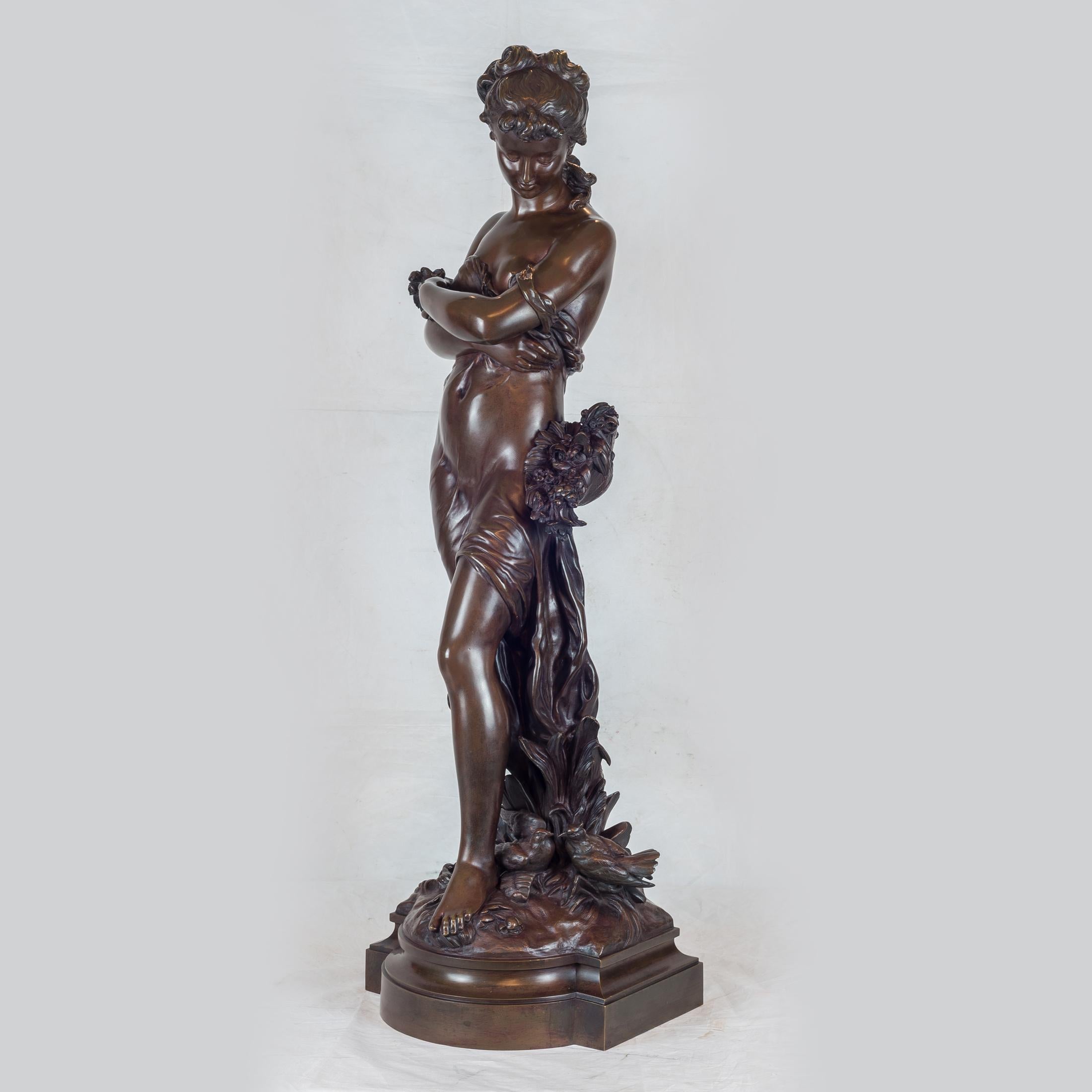 Standing Beauty Representing Spring - Sculpture by Hippolyte François Moreau