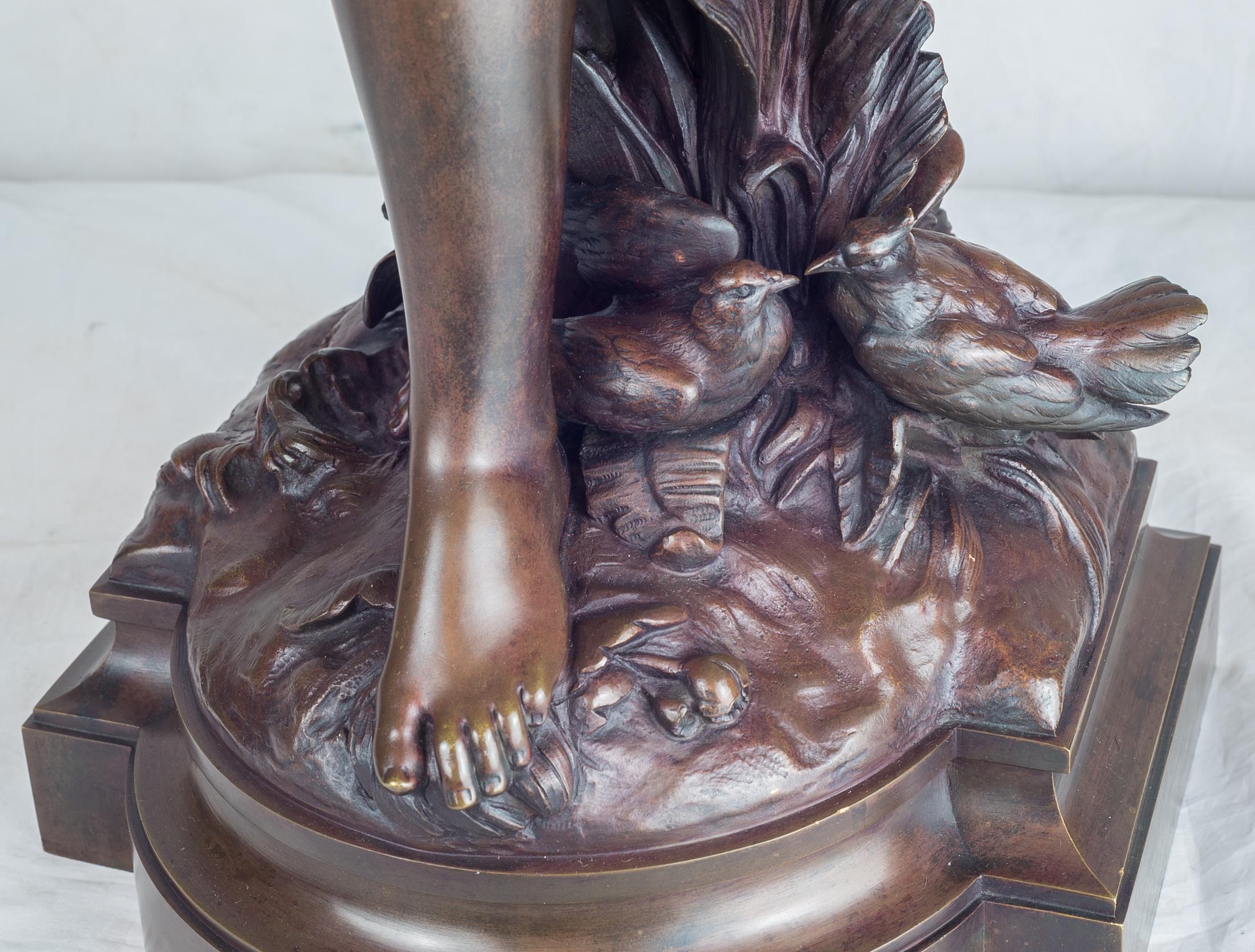 HIPPOLYTE FRANÇOIS MOREAU  
French, (1832-1927)

Standing Beauty Representing Spring

Patinated bronze; signed 'Hte. Moreau Sculp Exption Salon Des Beaux Arts, 1883’ 
35 x 11 inches