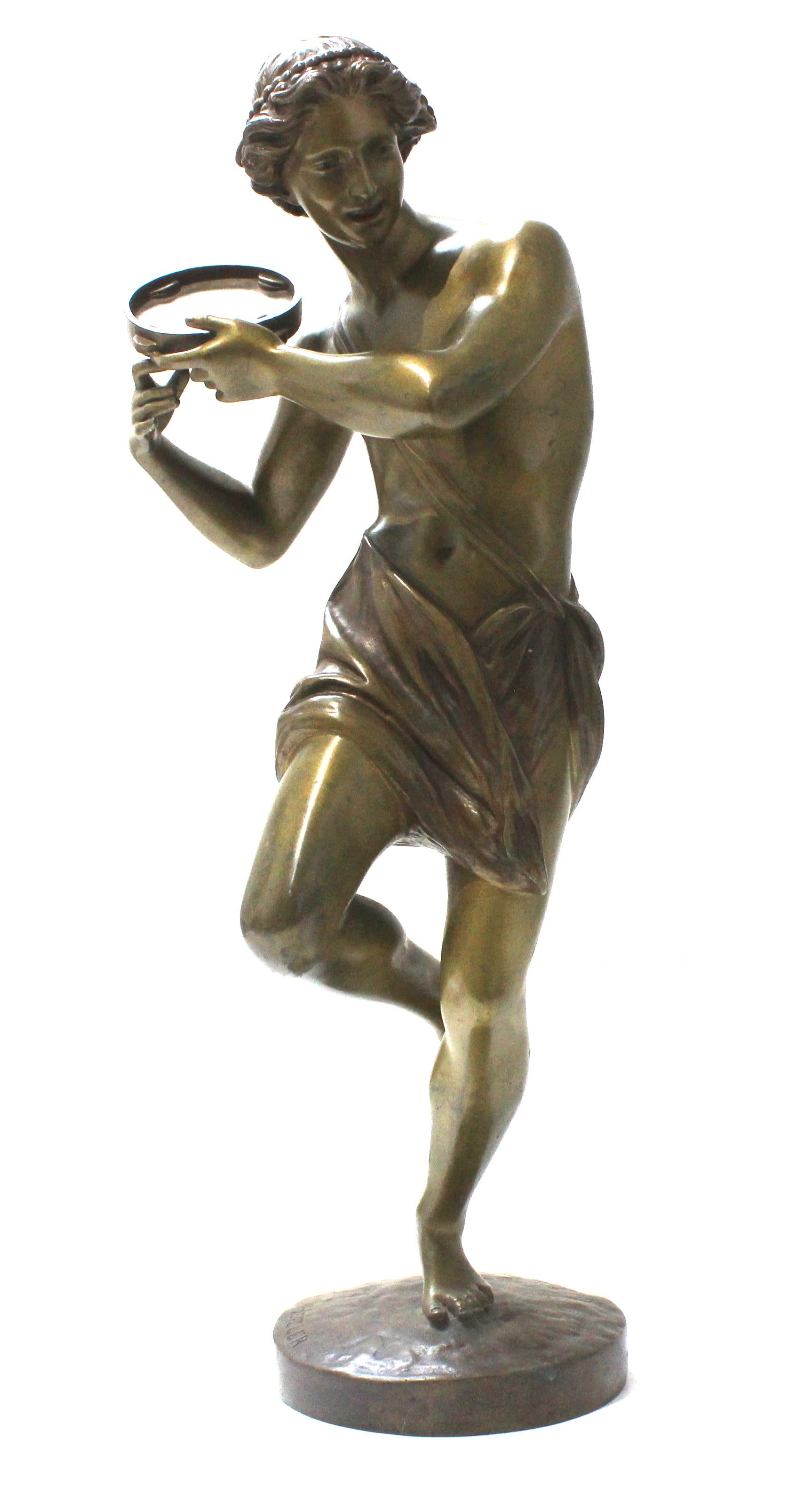 Hippolyte Heizler Bronze Figure of a Tambourine Player For Sale 5
