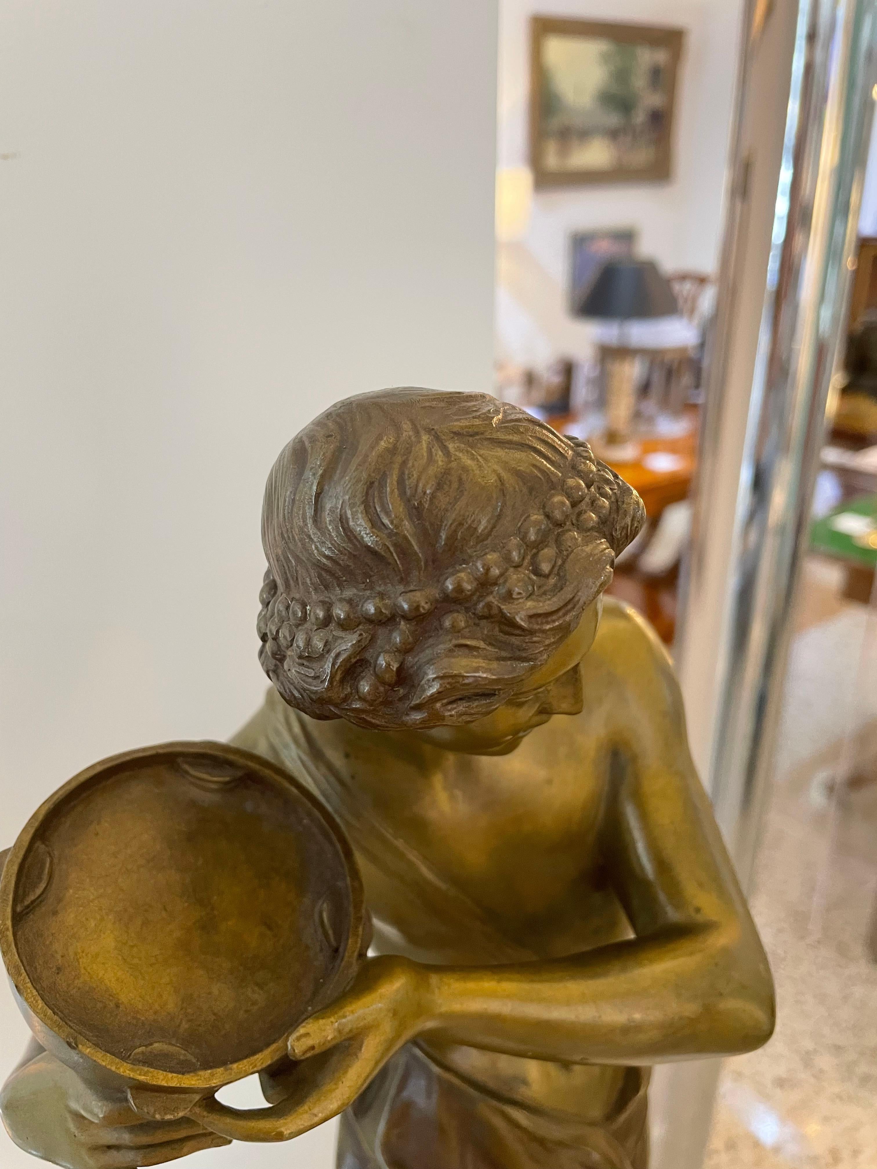 Hippolyte Heizler Bronze Figure of a Tambourine Player For Sale 12