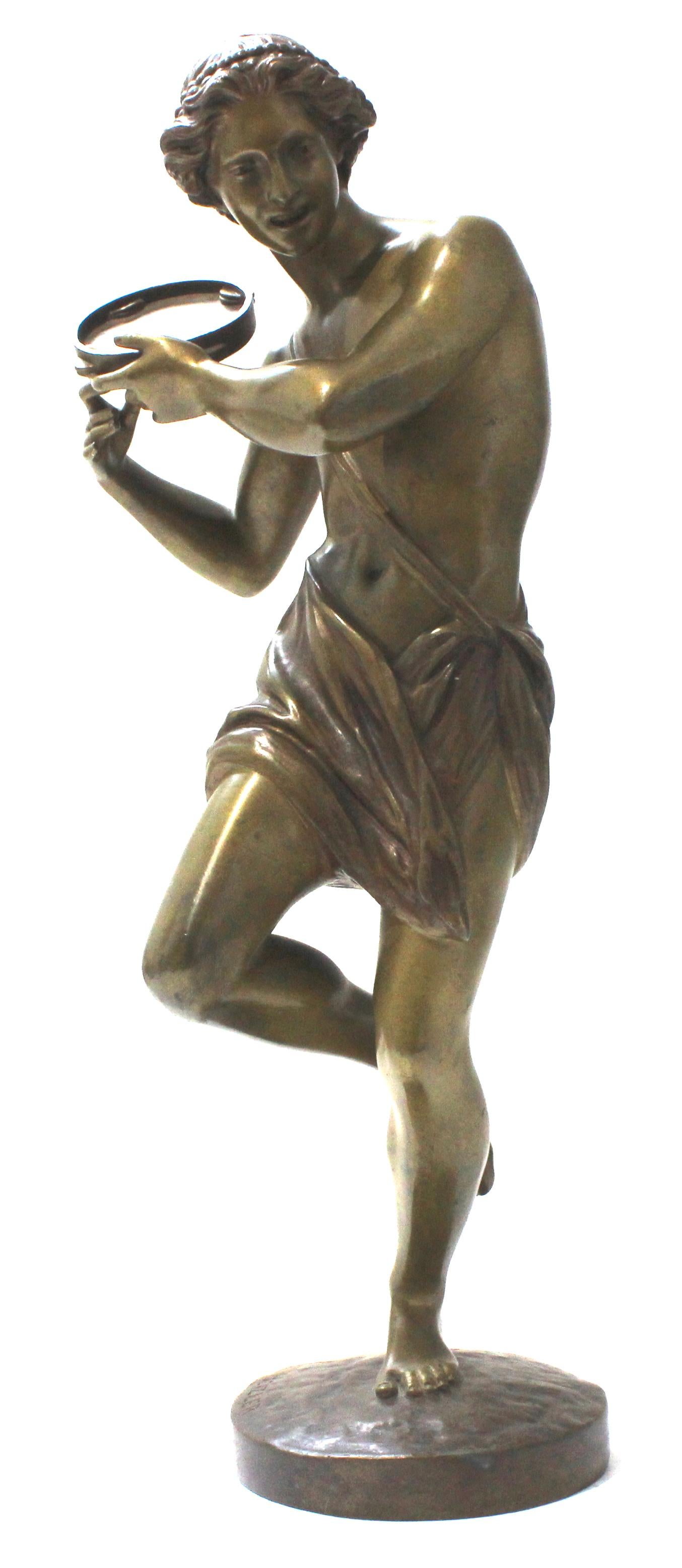 19th Century Hippolyte Heizler Bronze Figure of a Tambourine Player For Sale