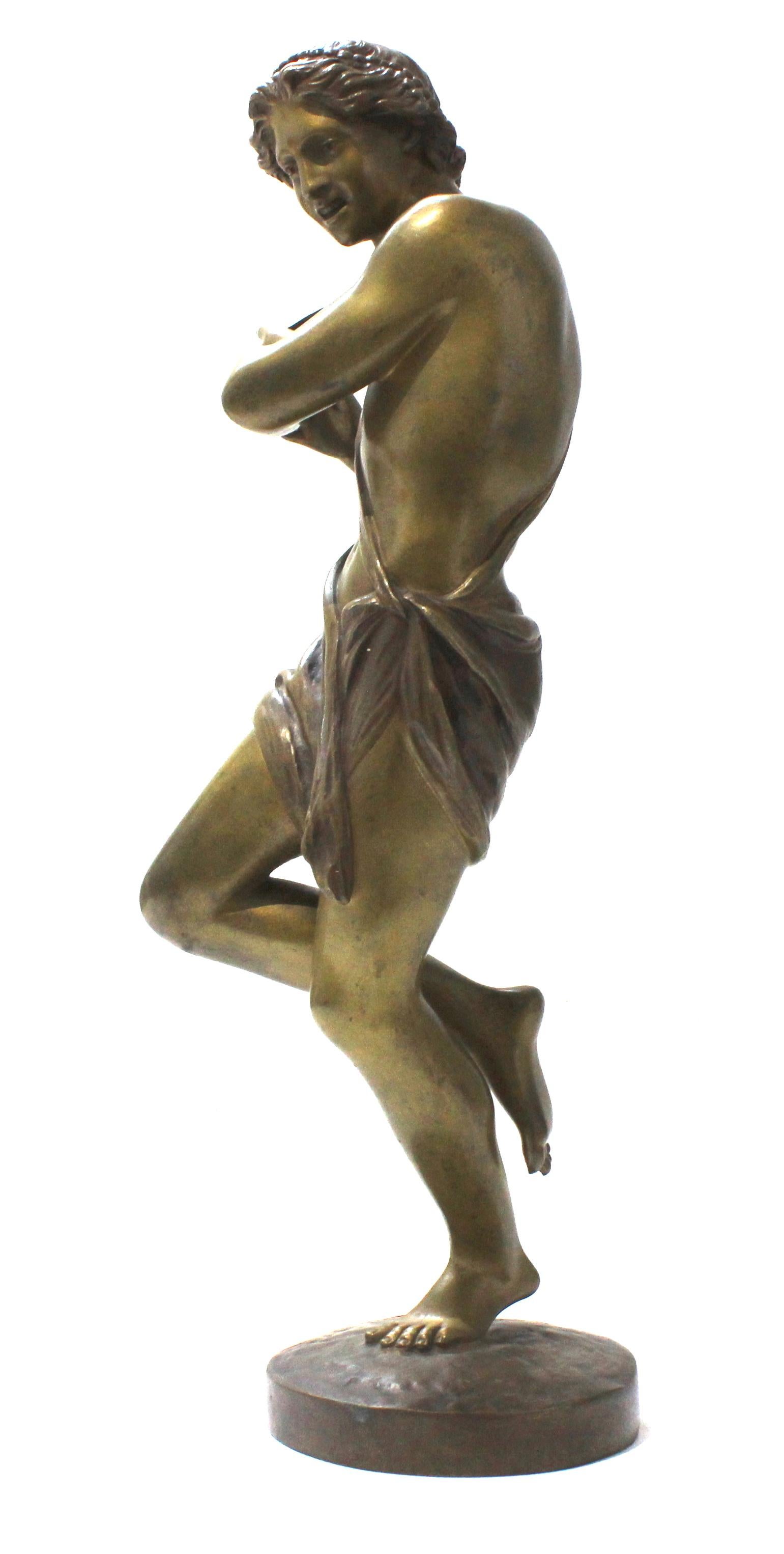 Hippolyte Heizler Bronze Figure of a Tambourine Player For Sale 1