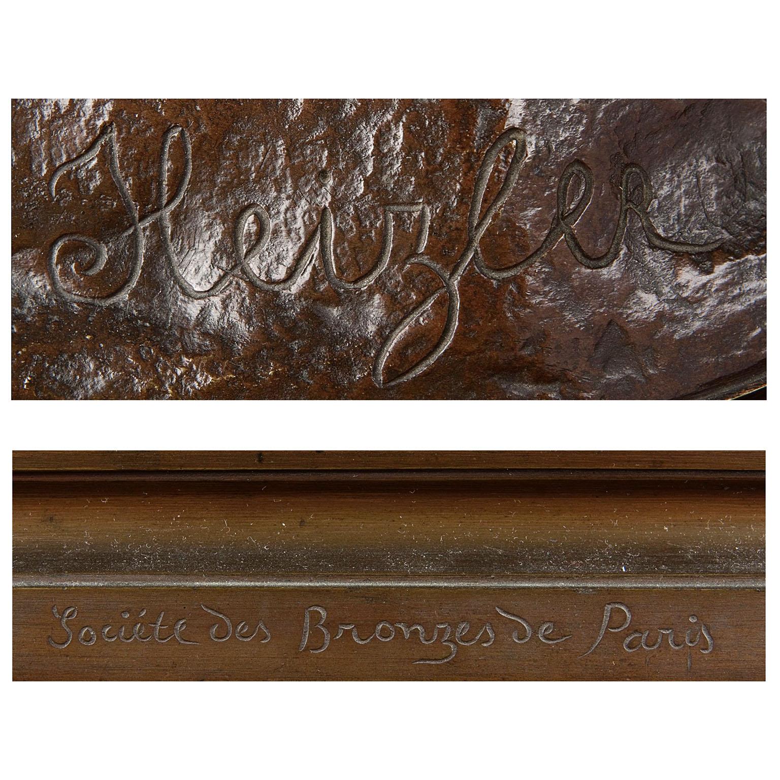 Hippolyte Heizler, Iconica scultura in bronzo di due cani che inseguono una lepre, XIX secolo in vendita 3