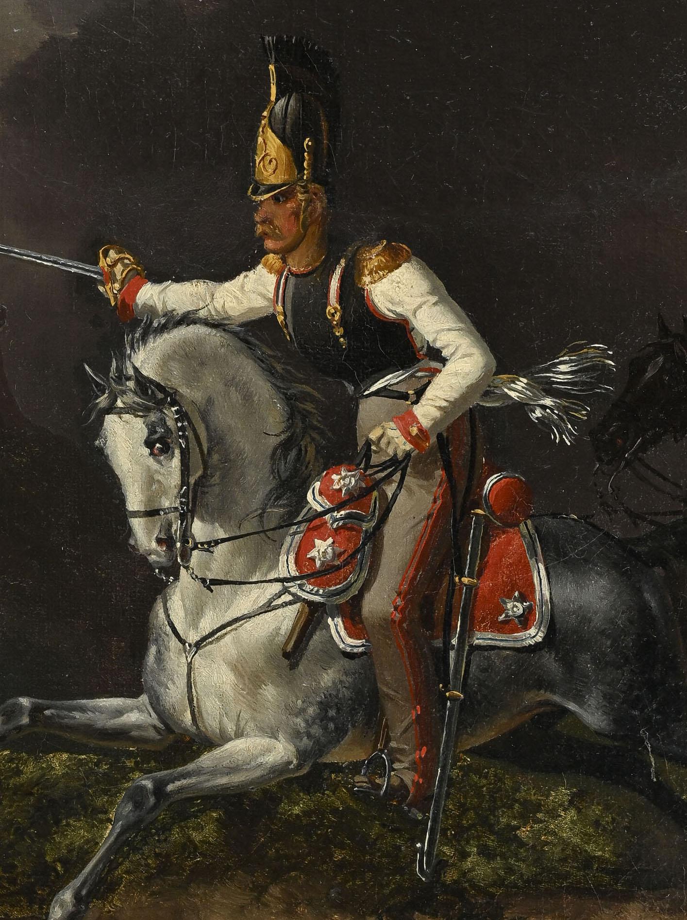 Ritratto del colonnello dei corazzieri russi - Painting Scuola francese di Hippolyte Lecomte