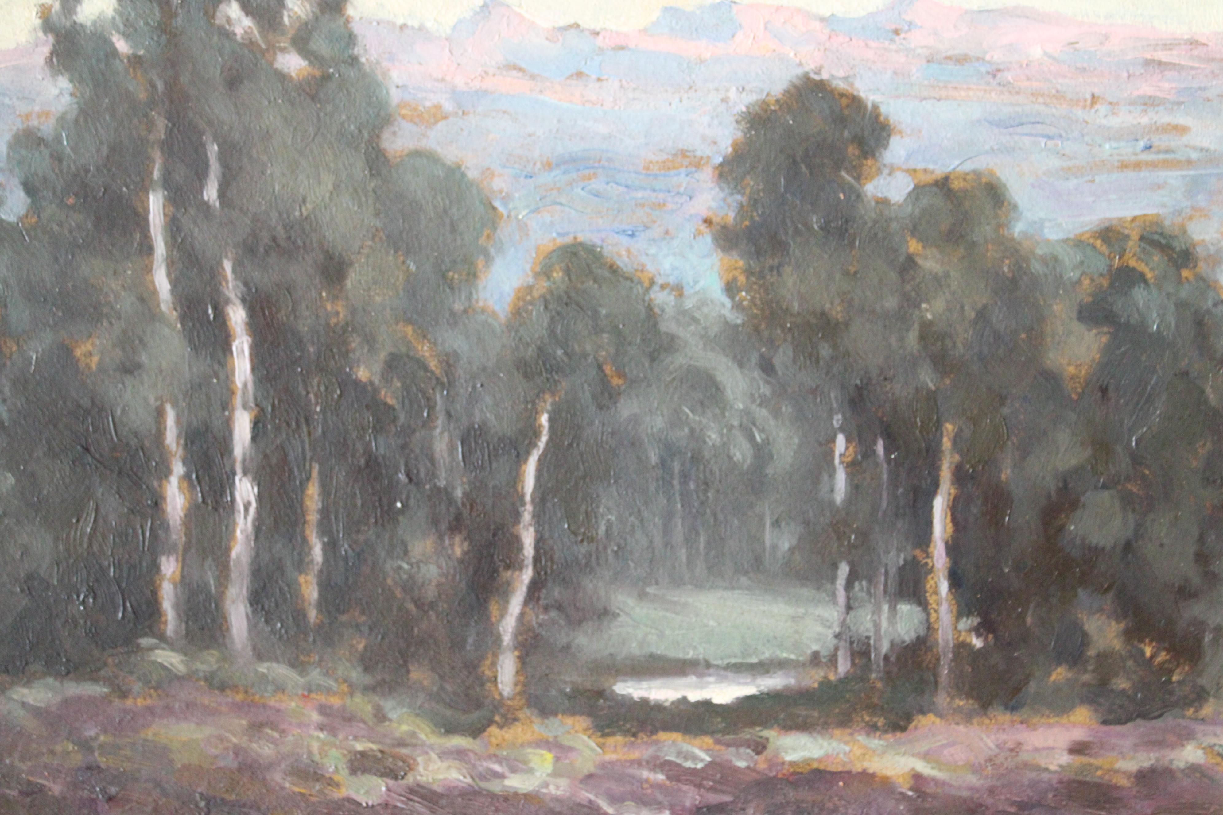 Antique French impressionist woodland landscape by French artist, Hippolyte Lety For Sale 4