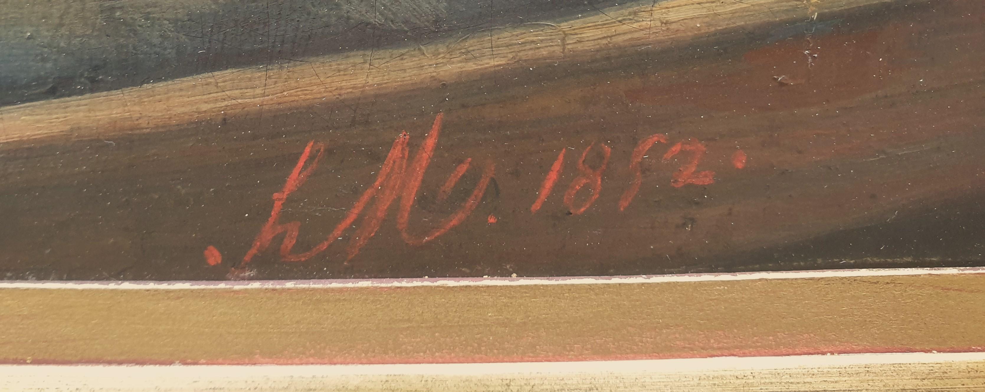 Pittura Realistica di scuola francese Natura morta di frutta e verdura 19° secolo 2