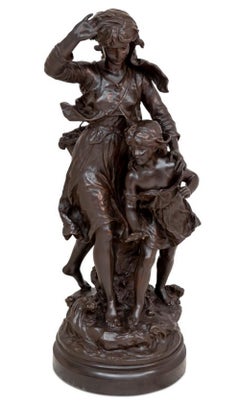 Hippolyte Moreau "Les Soeurs" Bronzo patinato